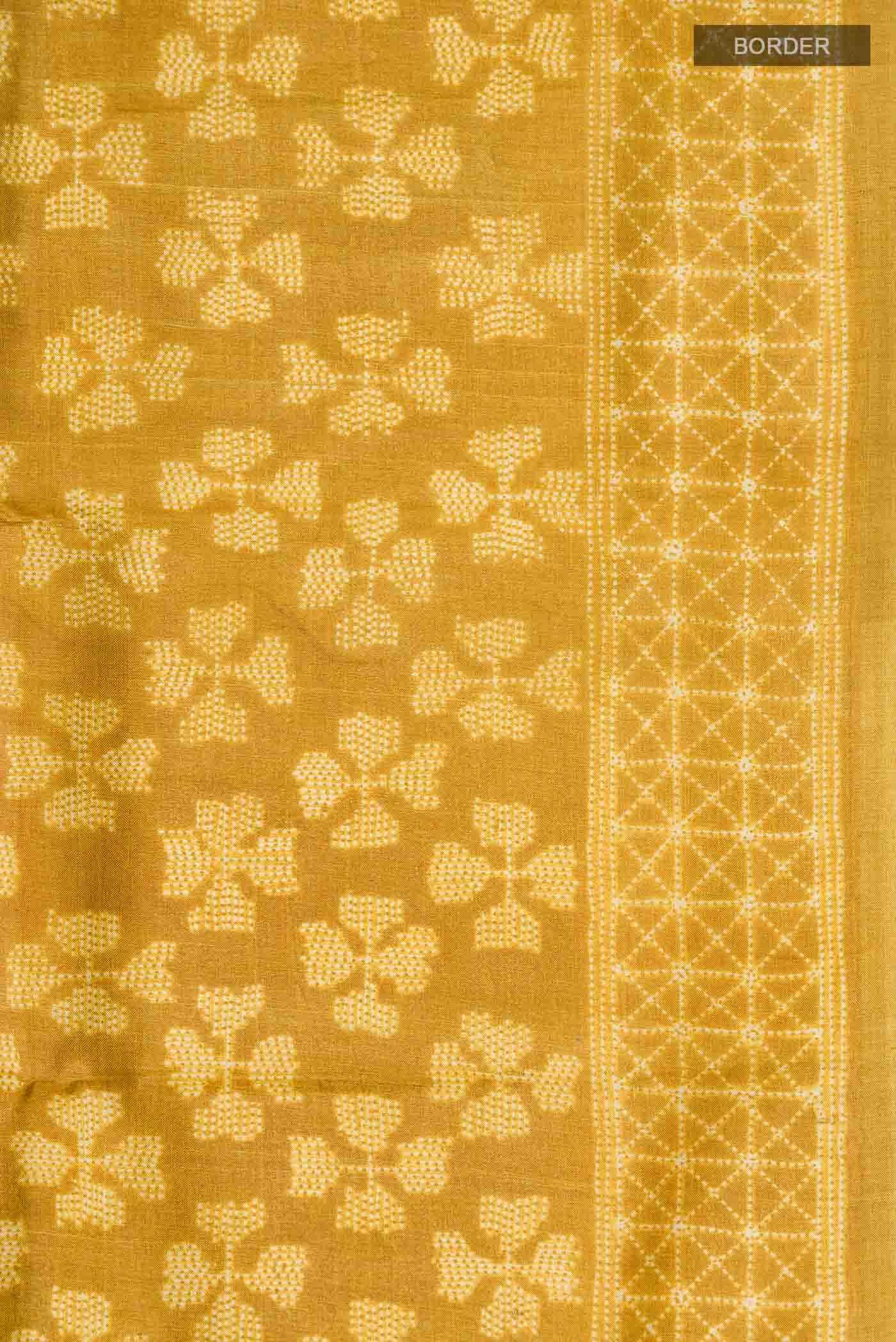 Mustard Bhagalpuri Tussar Silk Saree - Image 4