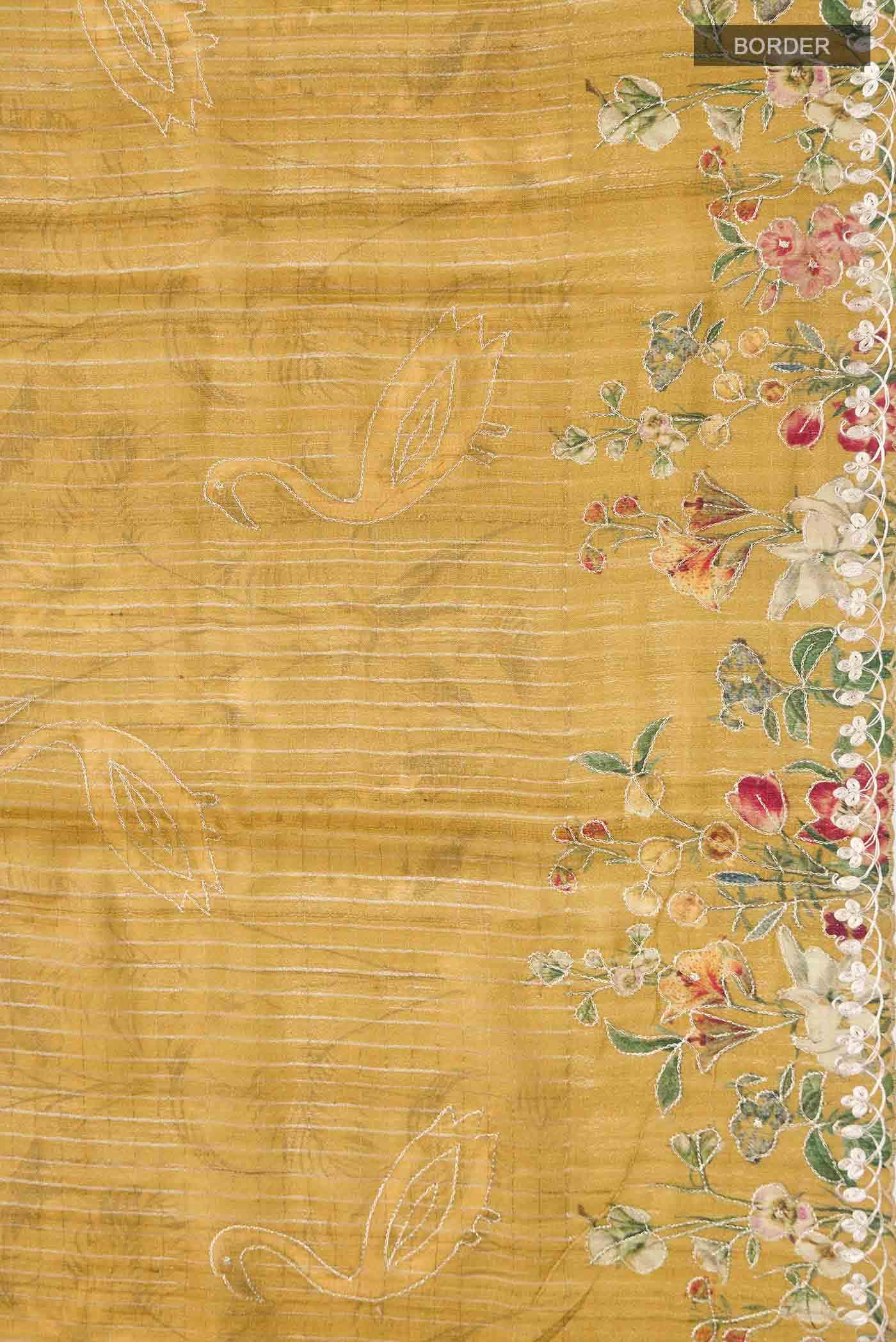 Mustard Bhagalpuri Tussar Silk Saree - Image 5