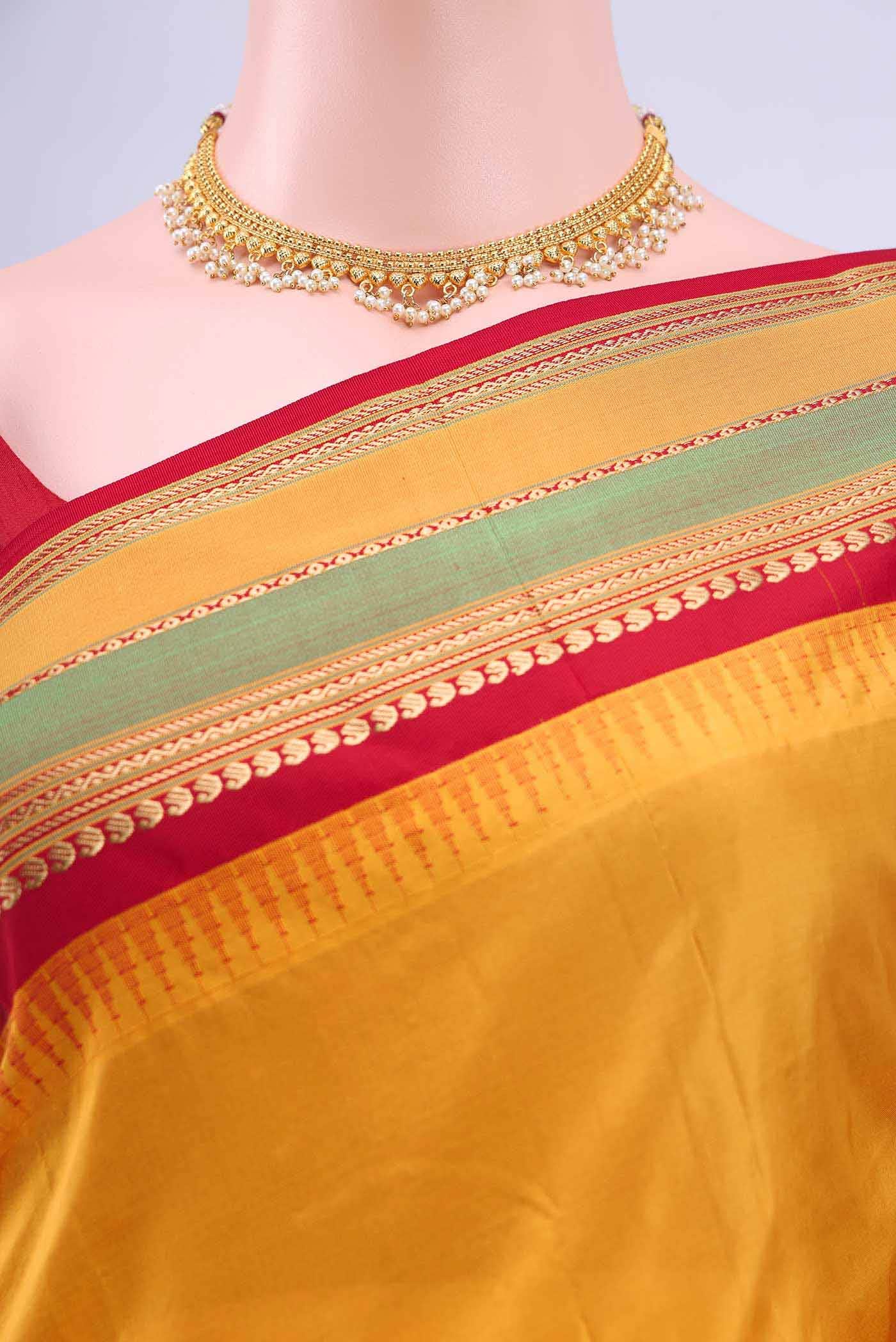 Mustard Blended Bangalore Silk Saree - Image 3