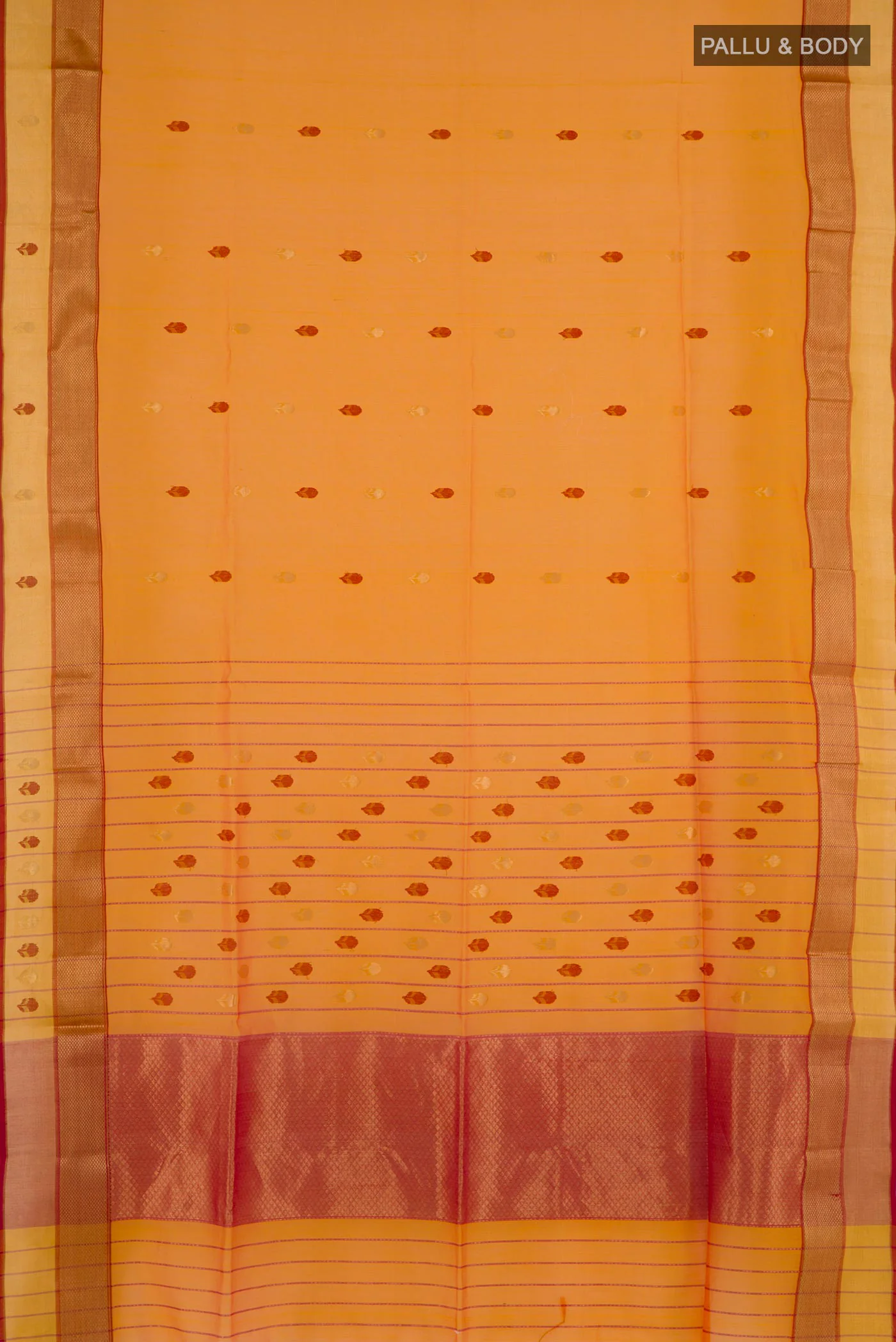 Yellow Maheshwari Silk Cotton Saree - Image 3