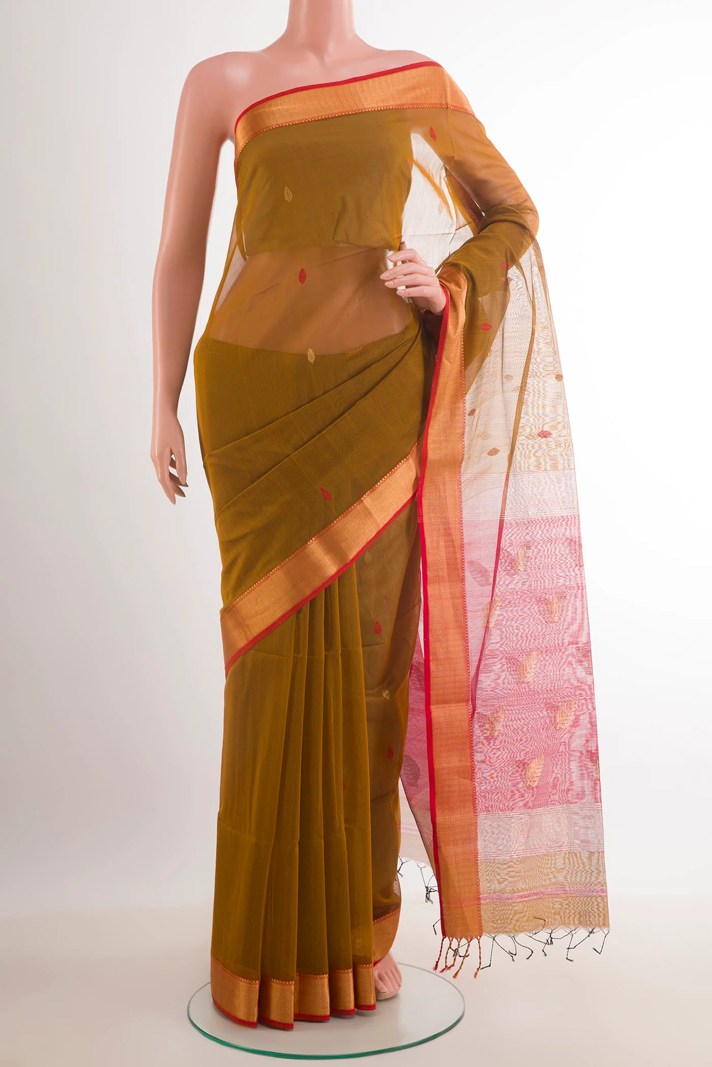 Mustard Maheshwari Silk Cotton Saree