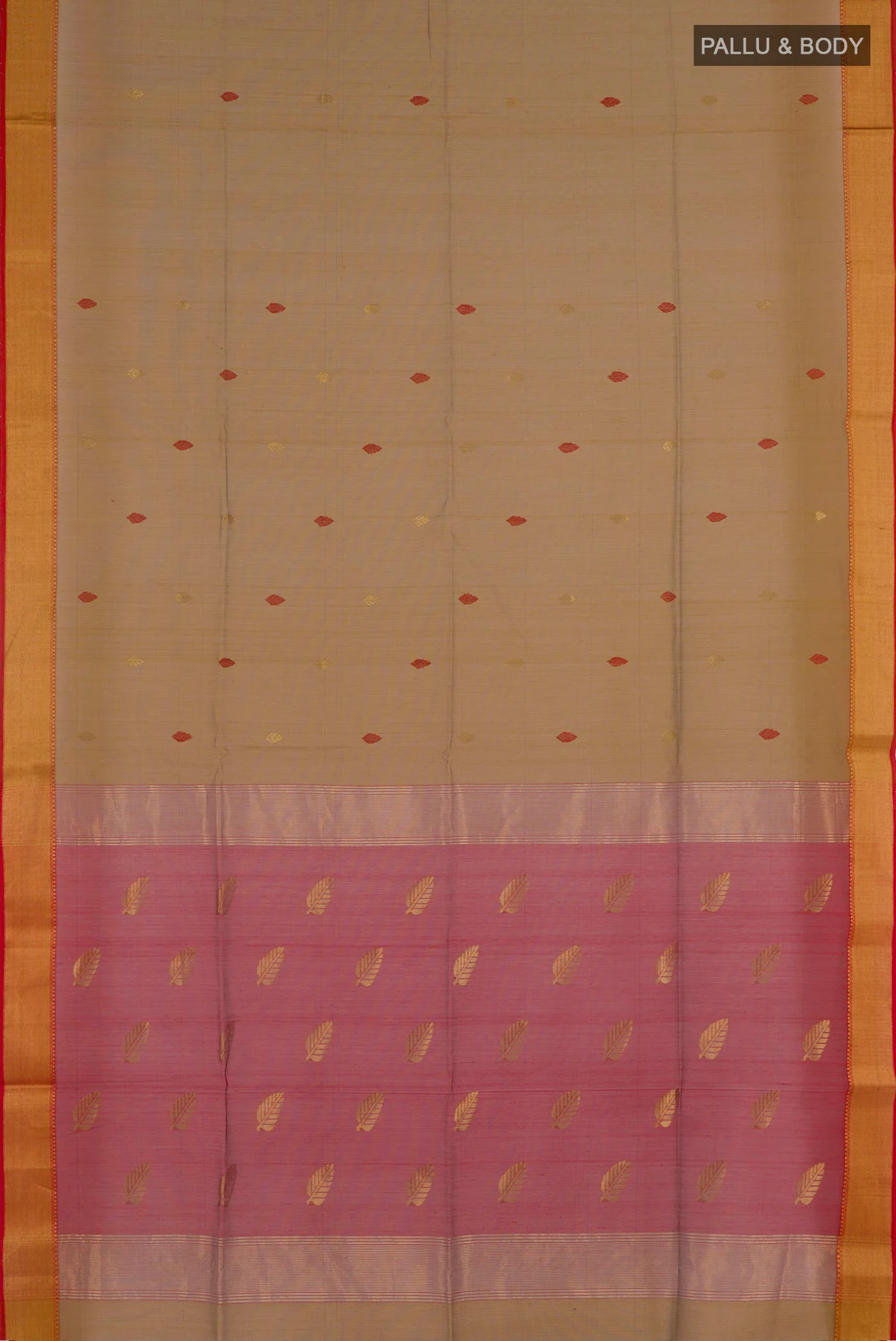 Mustard Maheshwari Silk Cotton Saree - Image 3