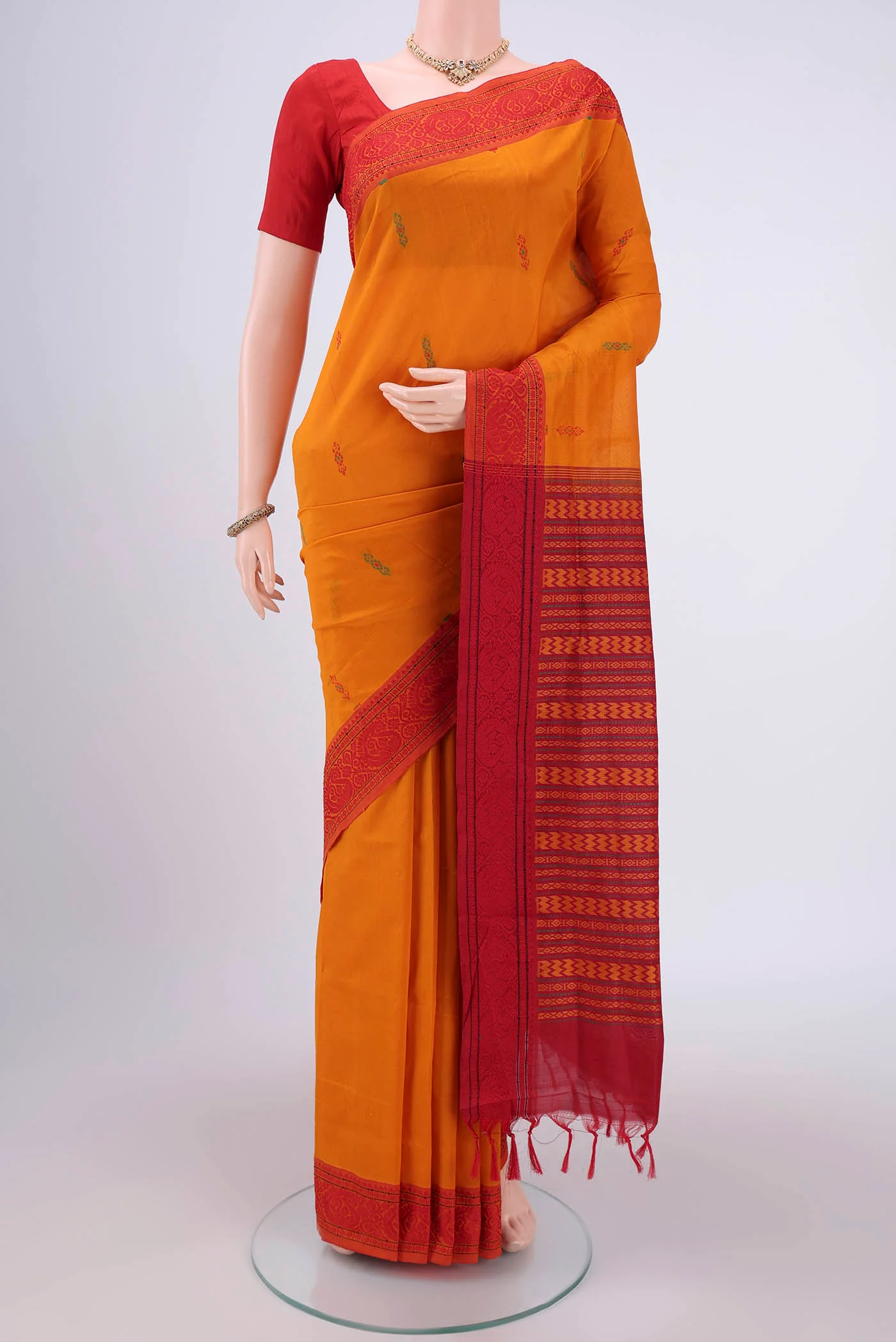 Mustard Blended Poly Cotton Saree