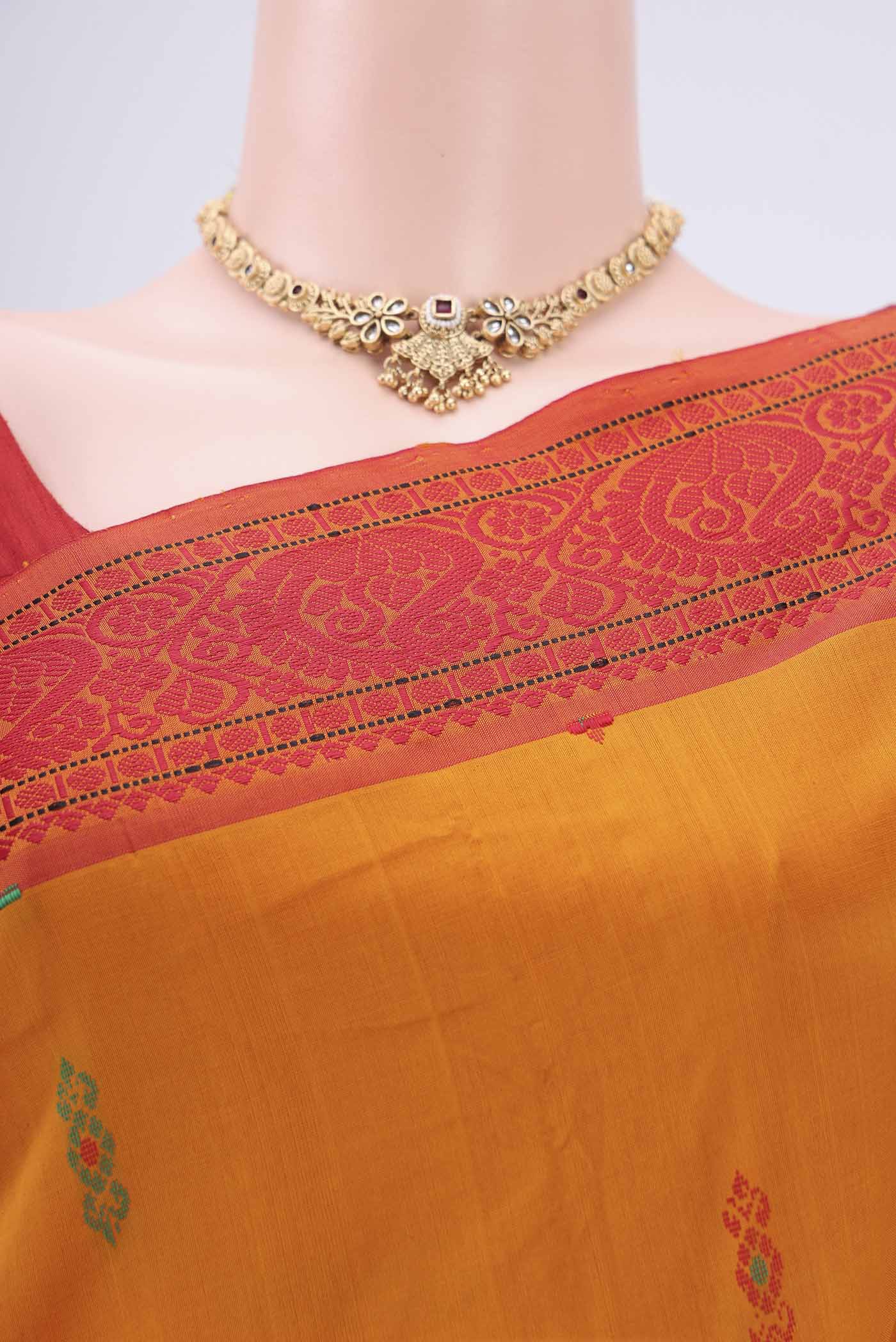 Mustard Blended Poly Cotton Saree - Image 2