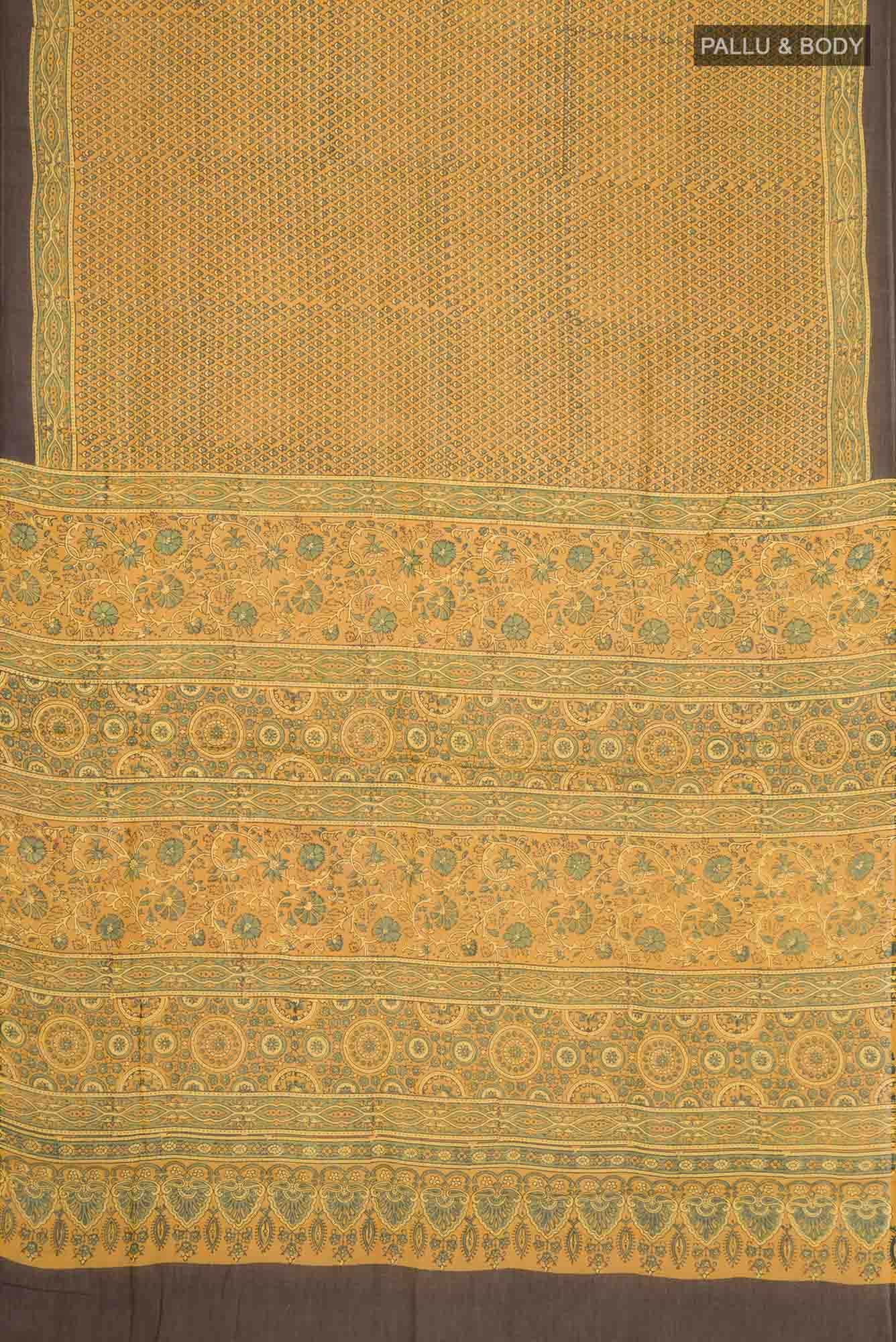 Mustard Chanderi Silk Cotton Saree - Image 2