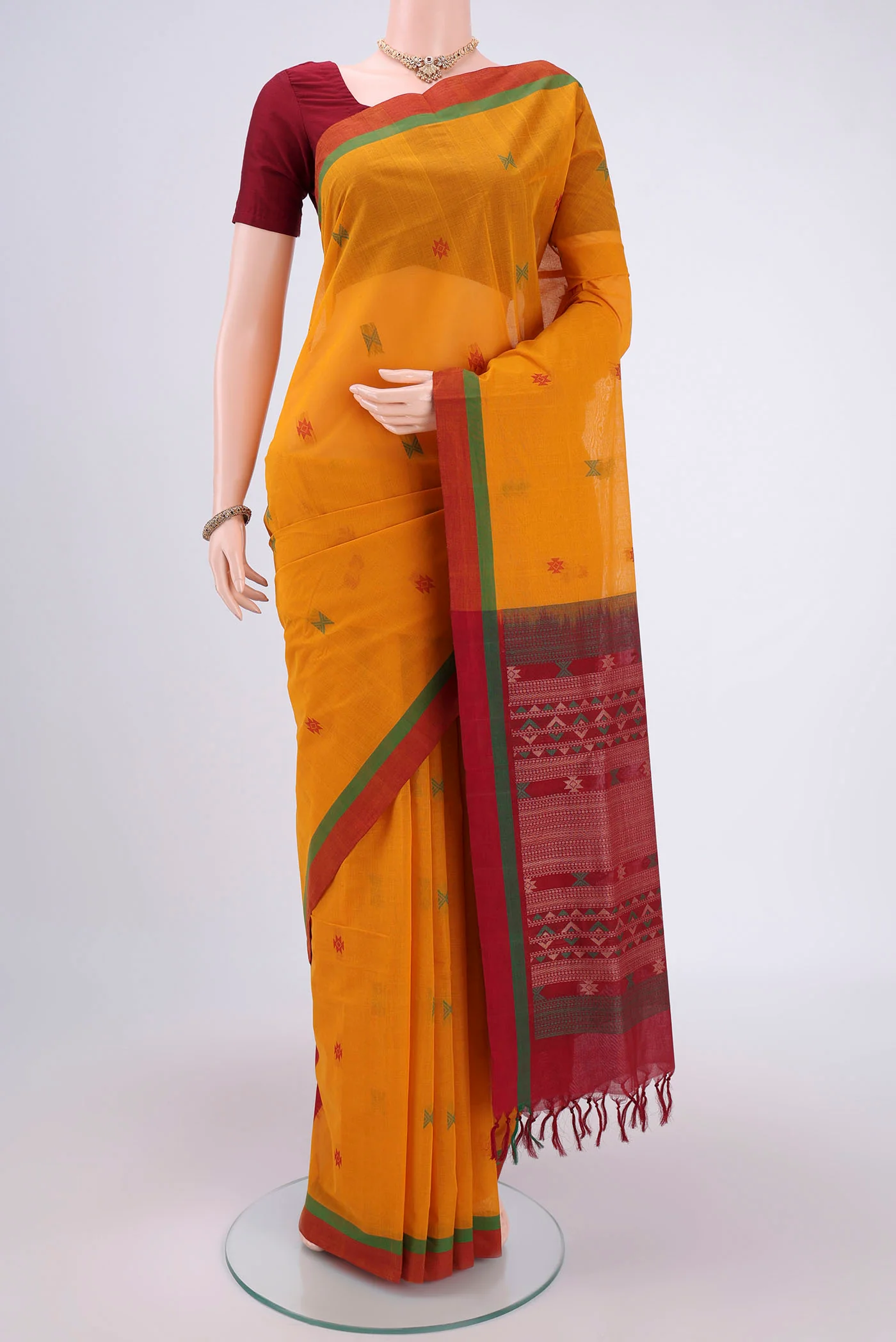 Mustard Coimbatore Cotton Saree