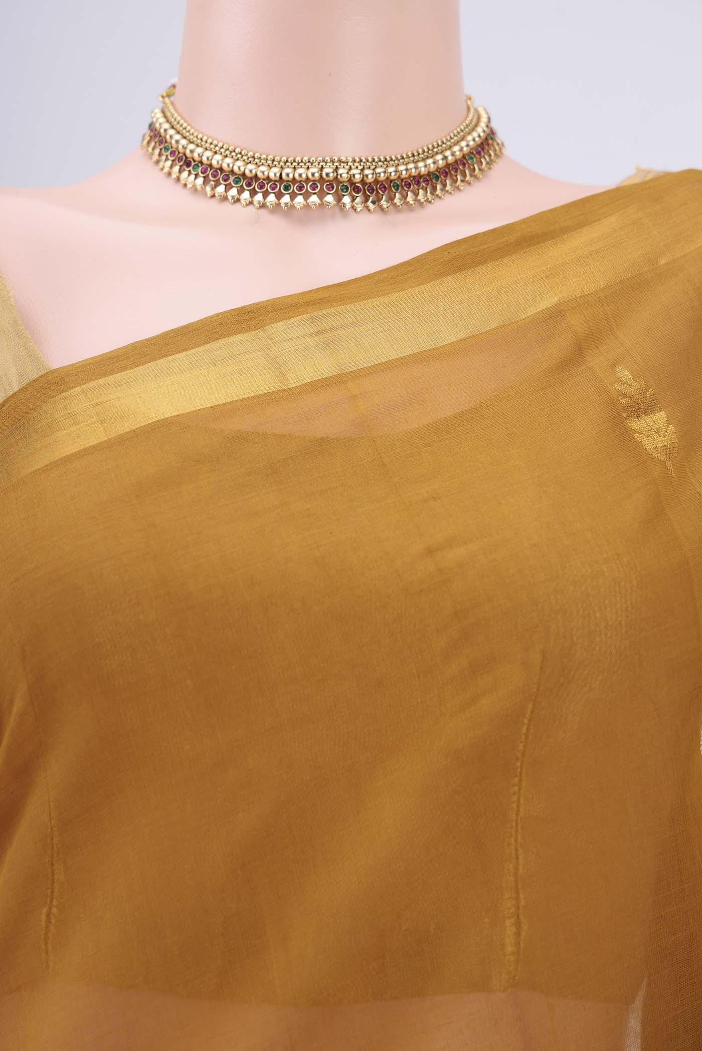Mustard Venkatagiri Cotton Saree - Image 2
