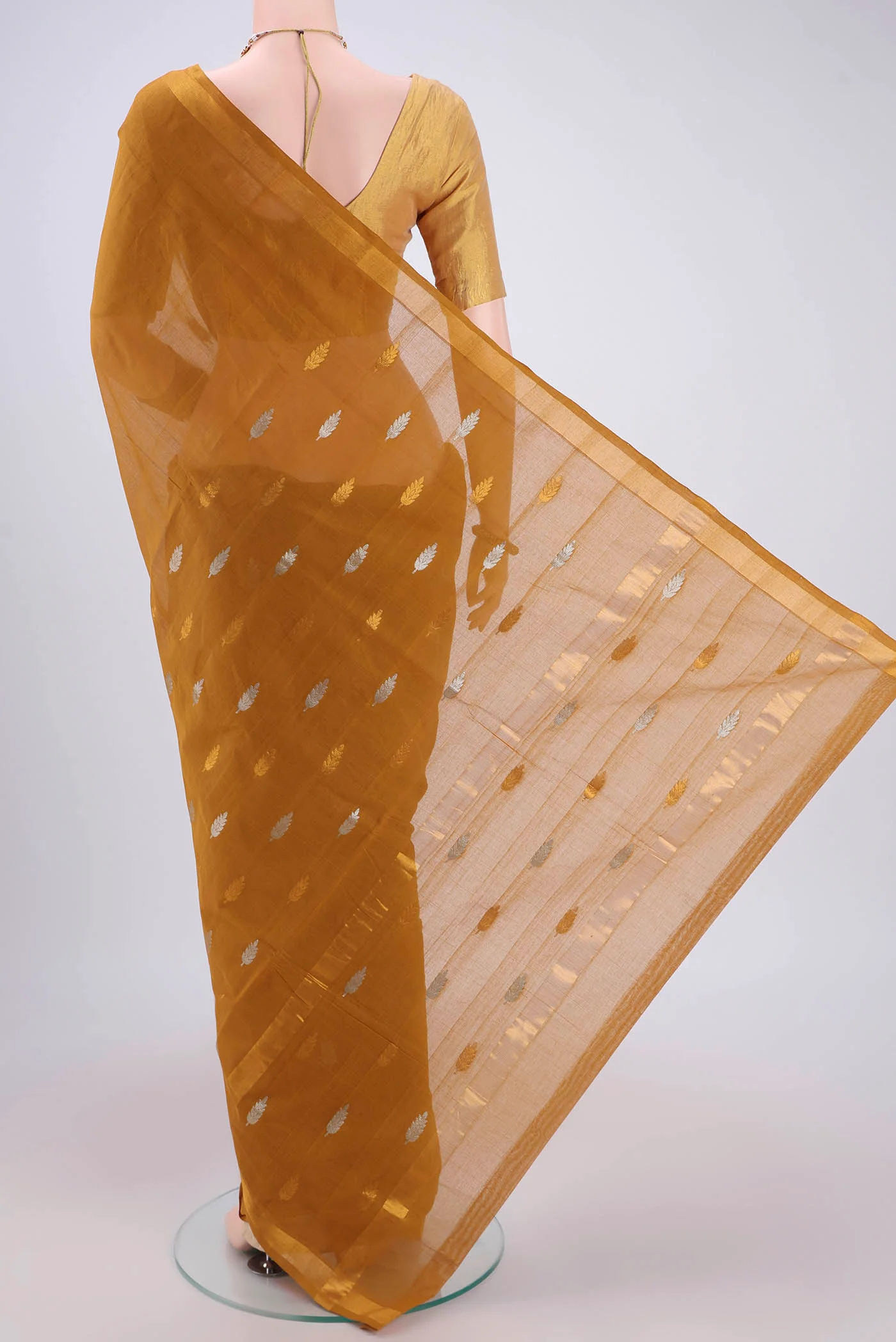 Mustard Venkatagiri Cotton Saree - Image 3