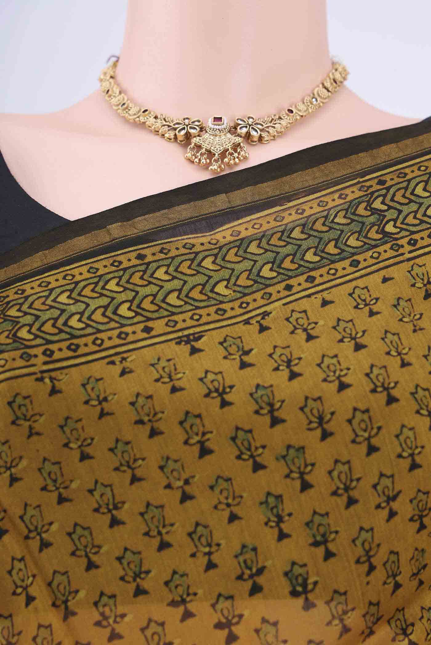 Mustard Cotton Saree - Image 2