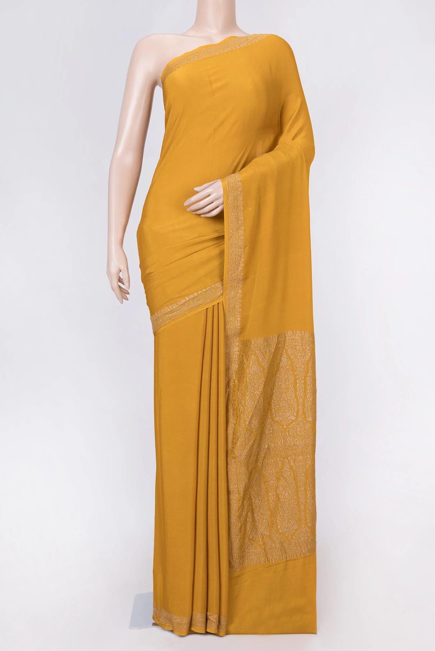 Mustard Dual Tone Banarasi Georgette Saree