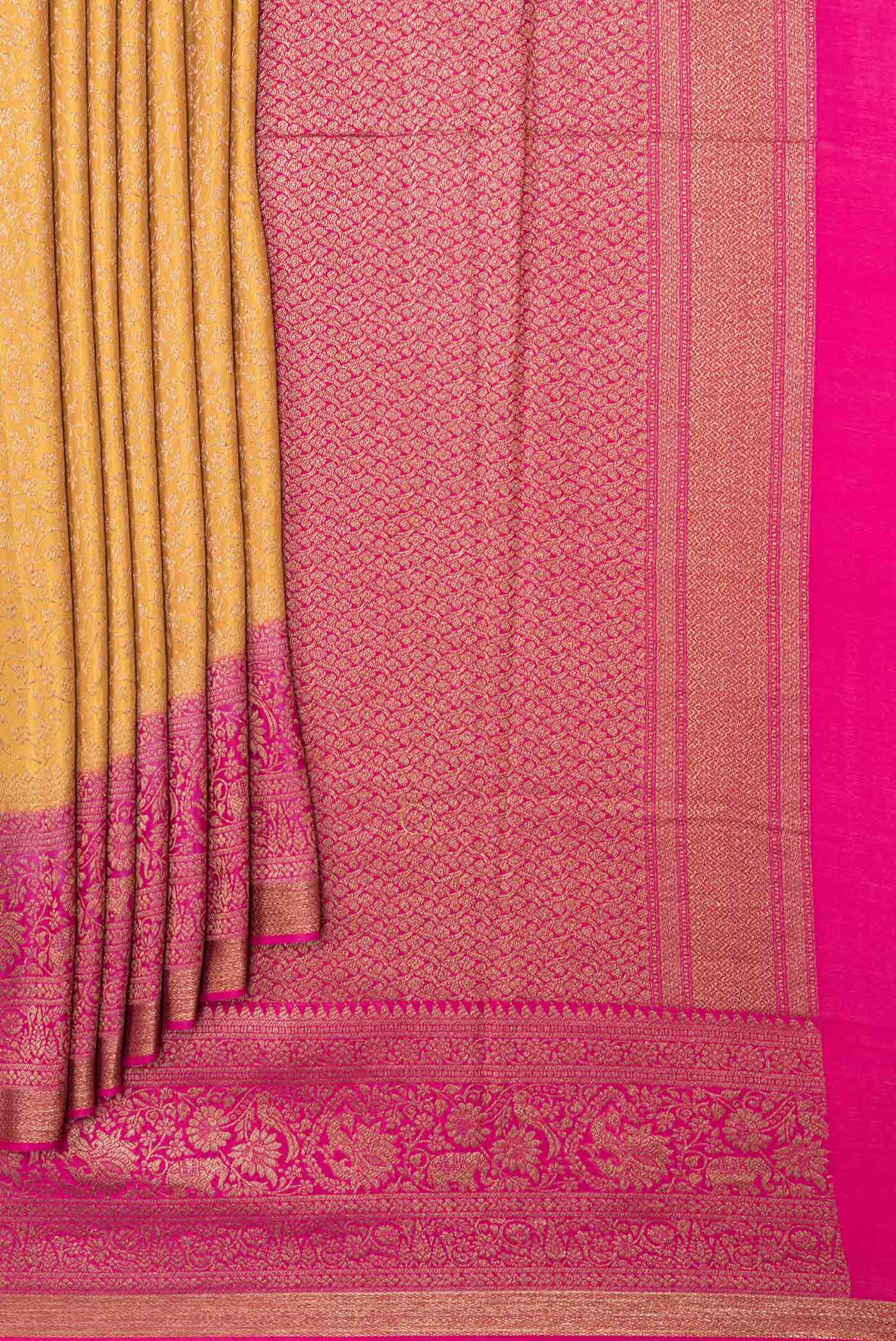 Mustard Mysore Crepe Saree - Image 4