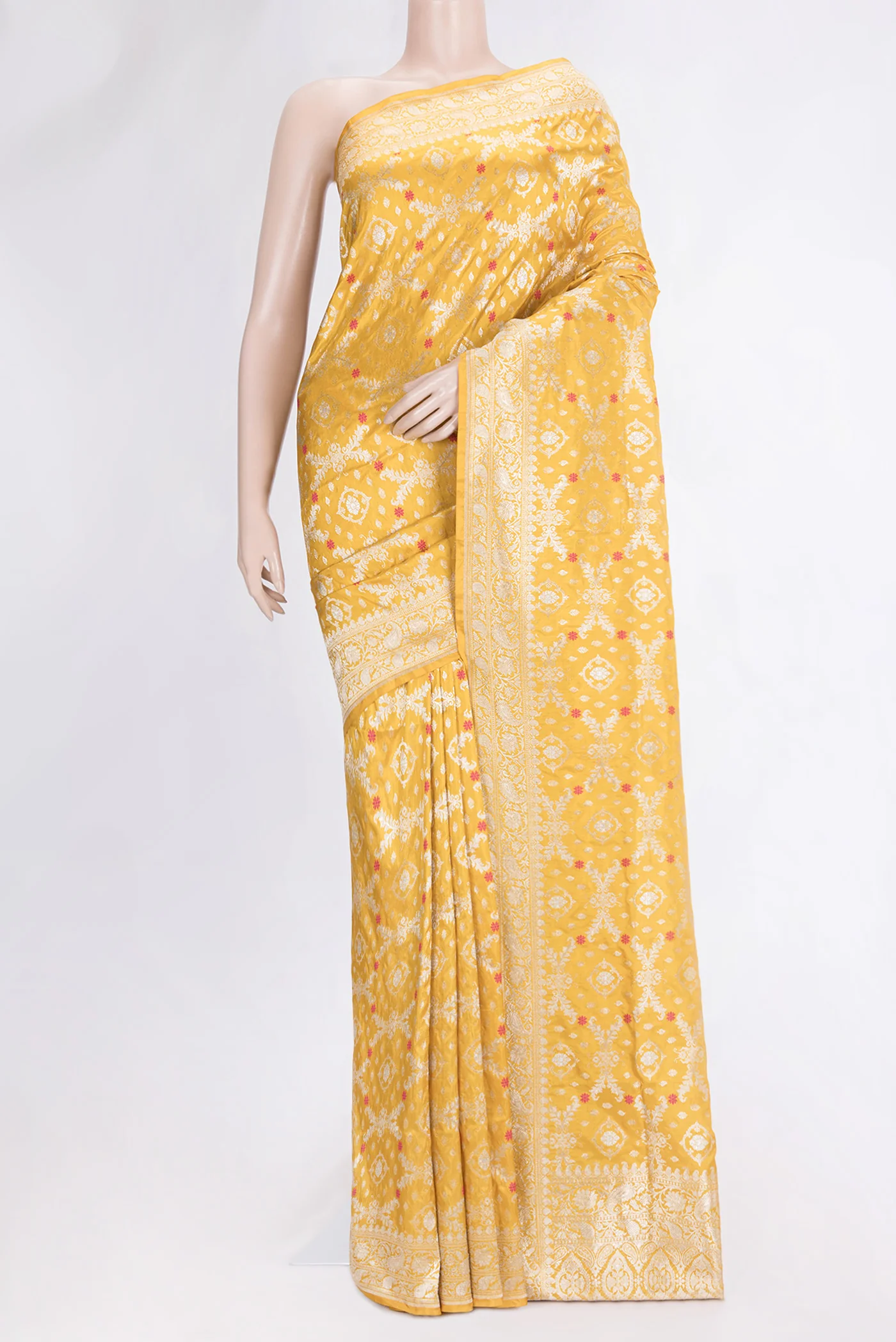 Yellow Dual Tone Banarasi Silk Saree