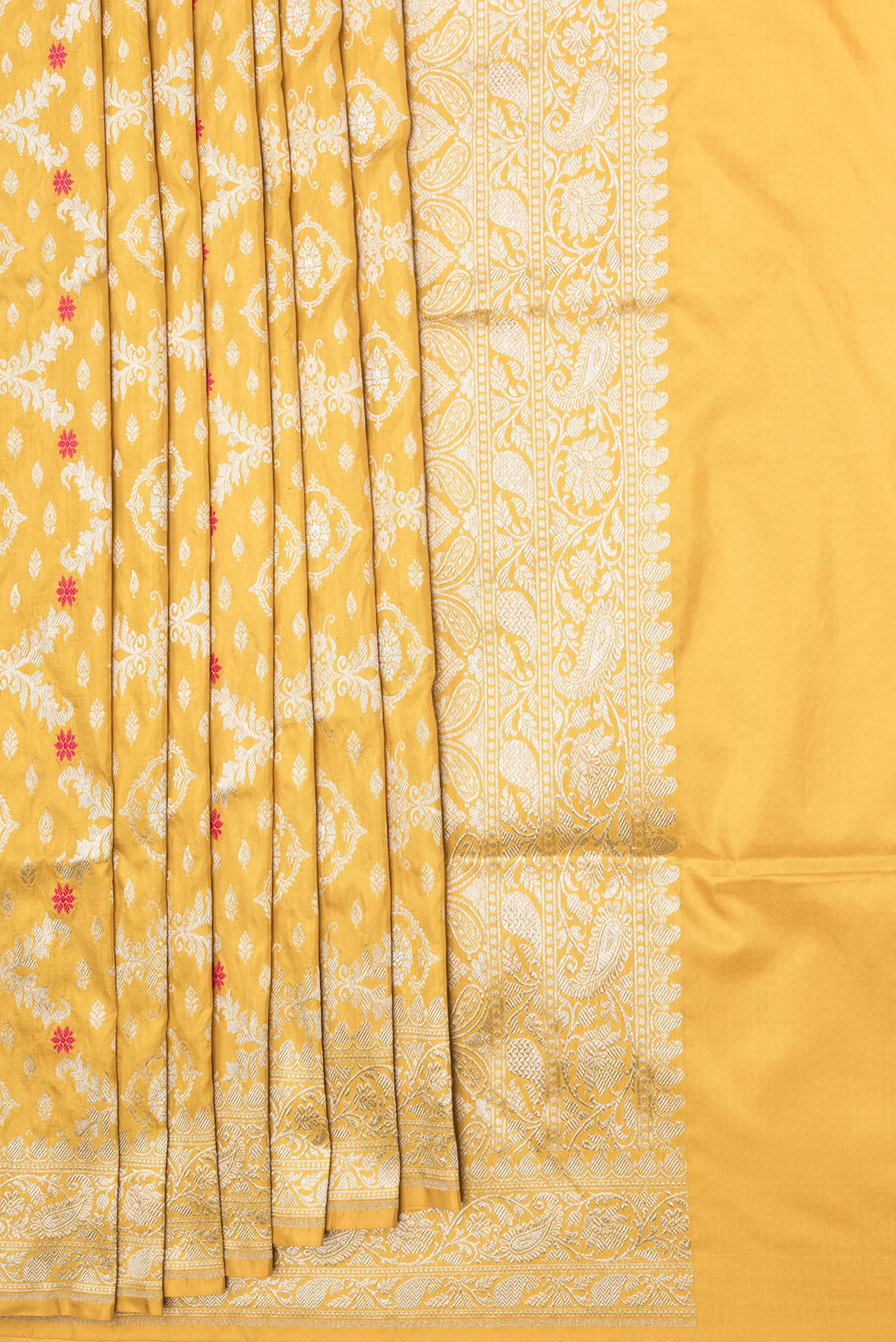 Yellow Dual Tone Banarasi Silk Saree - Image 4