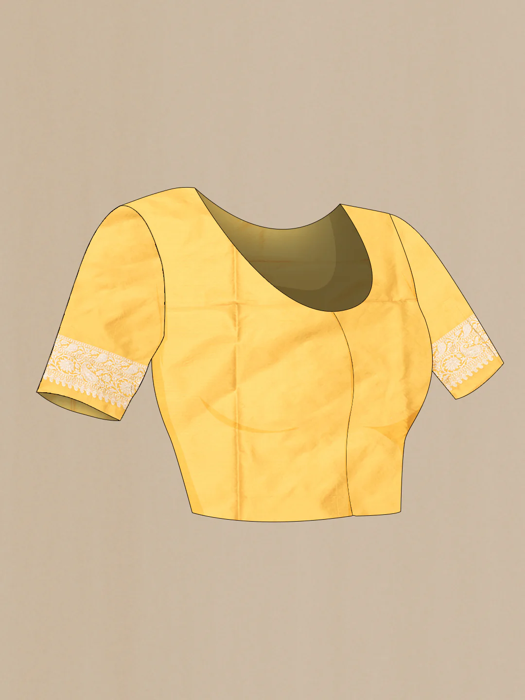 Yellow Dual Tone Banarasi Silk Saree - Image 5