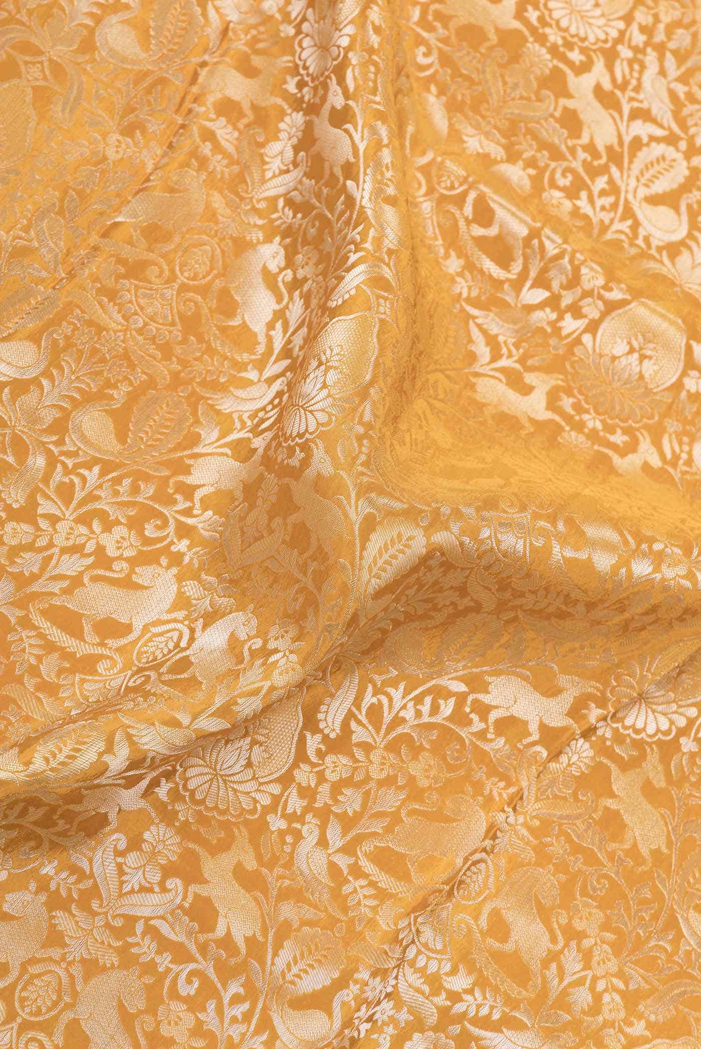 Mustard Dual Tone Blended Banarasi Silk Saree - Image 2
