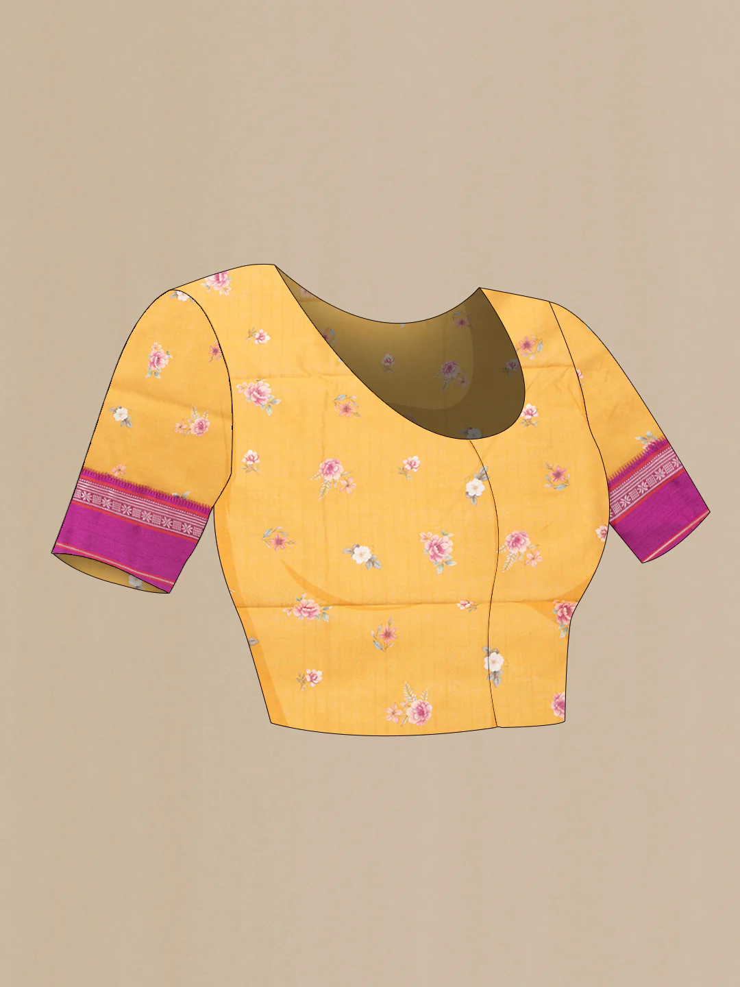 Mustard Chanderi Silk Cotton Saree - Image 4