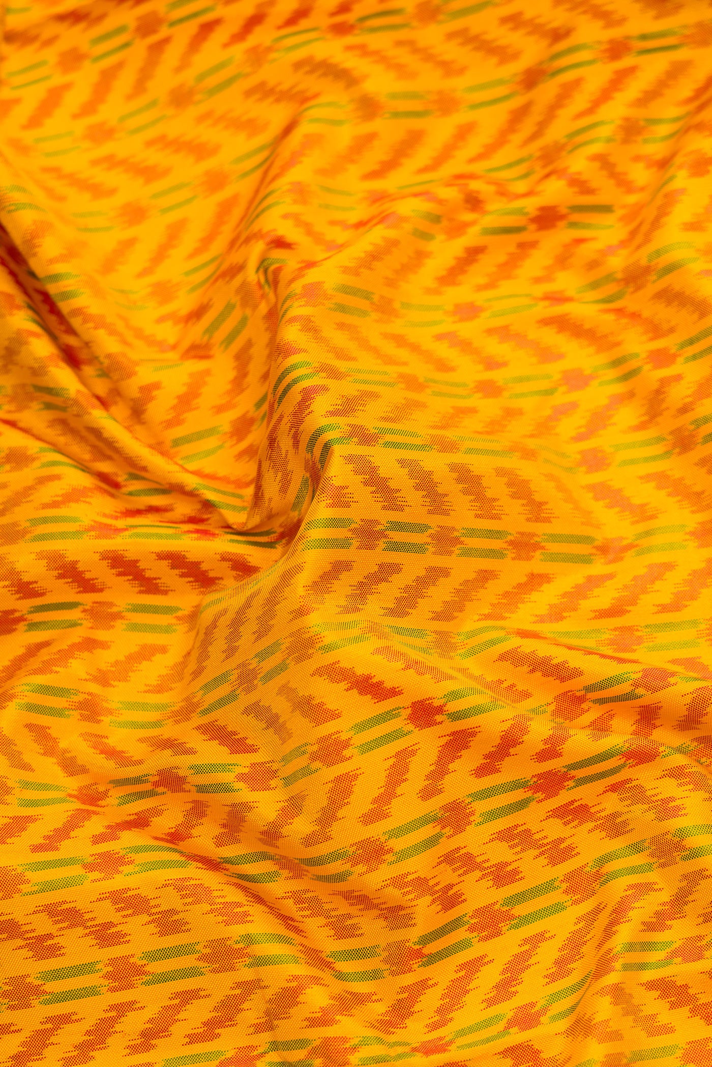 Mustard Pochampally Silk Saree - Image 2