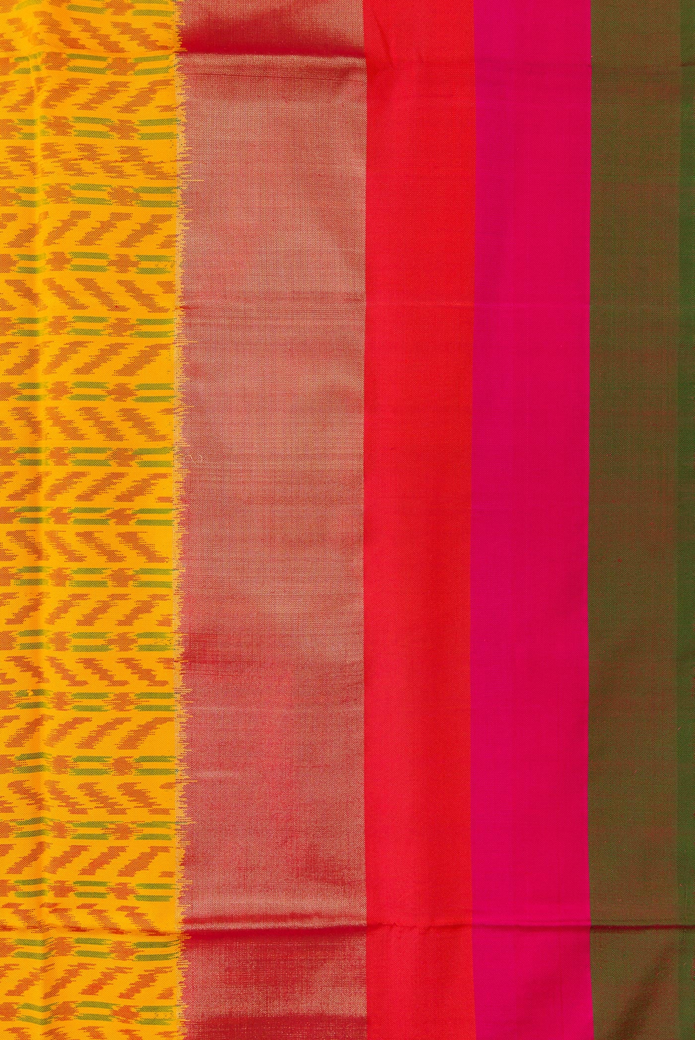 Mustard Pochampally Silk Saree - Image 3