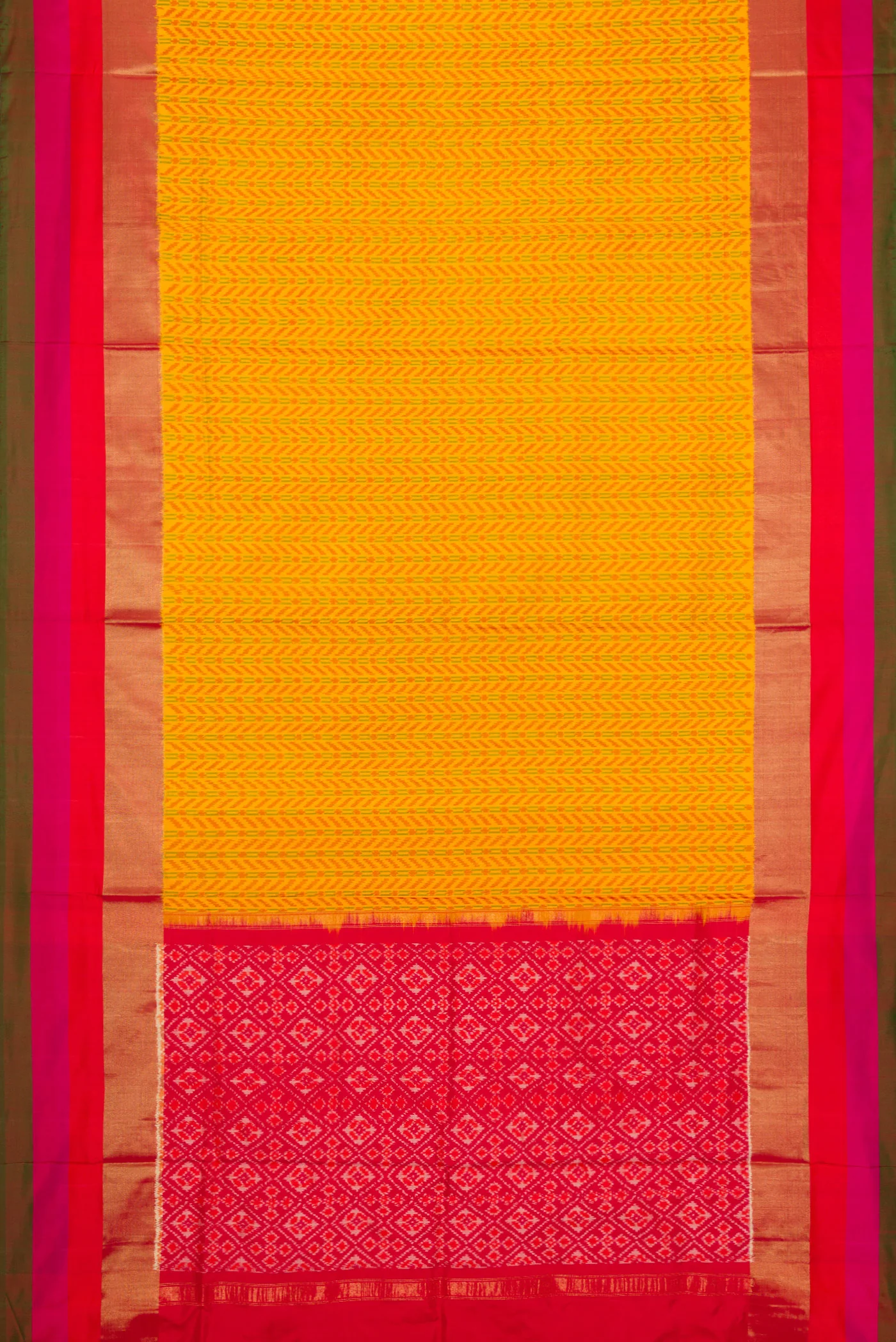 Mustard Pochampally Silk Saree - Image 6