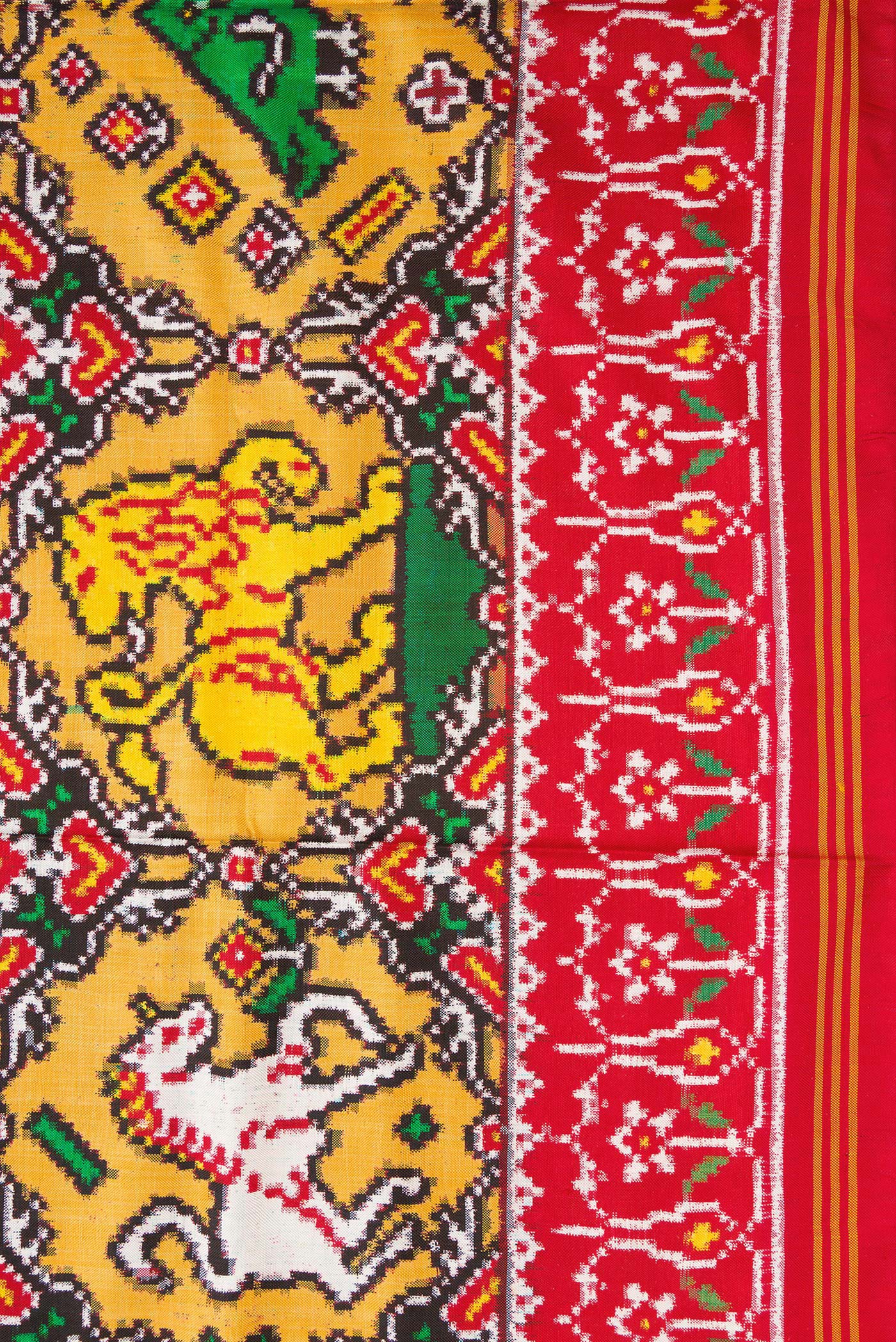 Yellow Double Ikat Saree - Image 3
