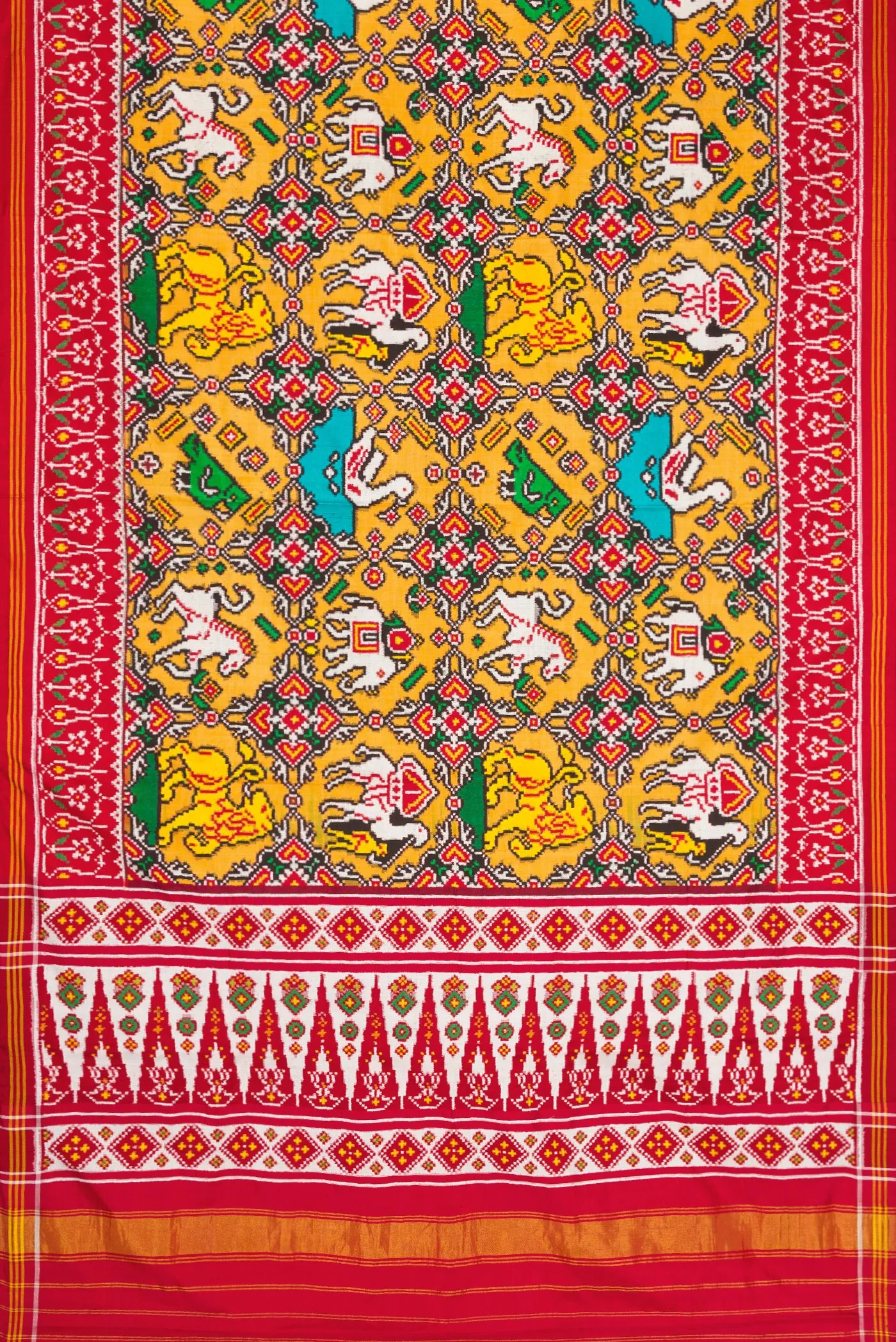 Yellow Double Ikat Saree - Image 5