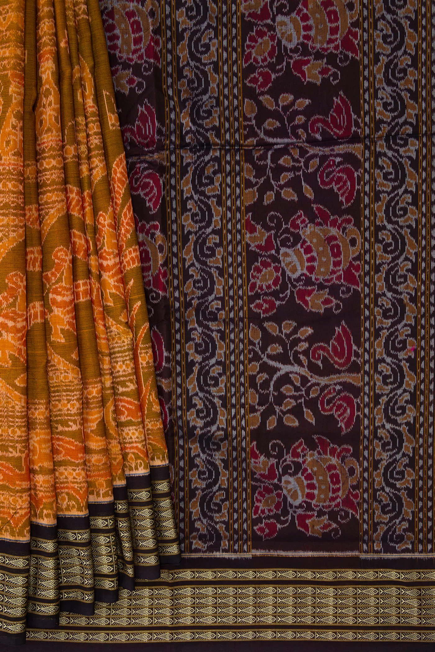 Mustard Dual Tone Orissa Cotton Saree - Image 4