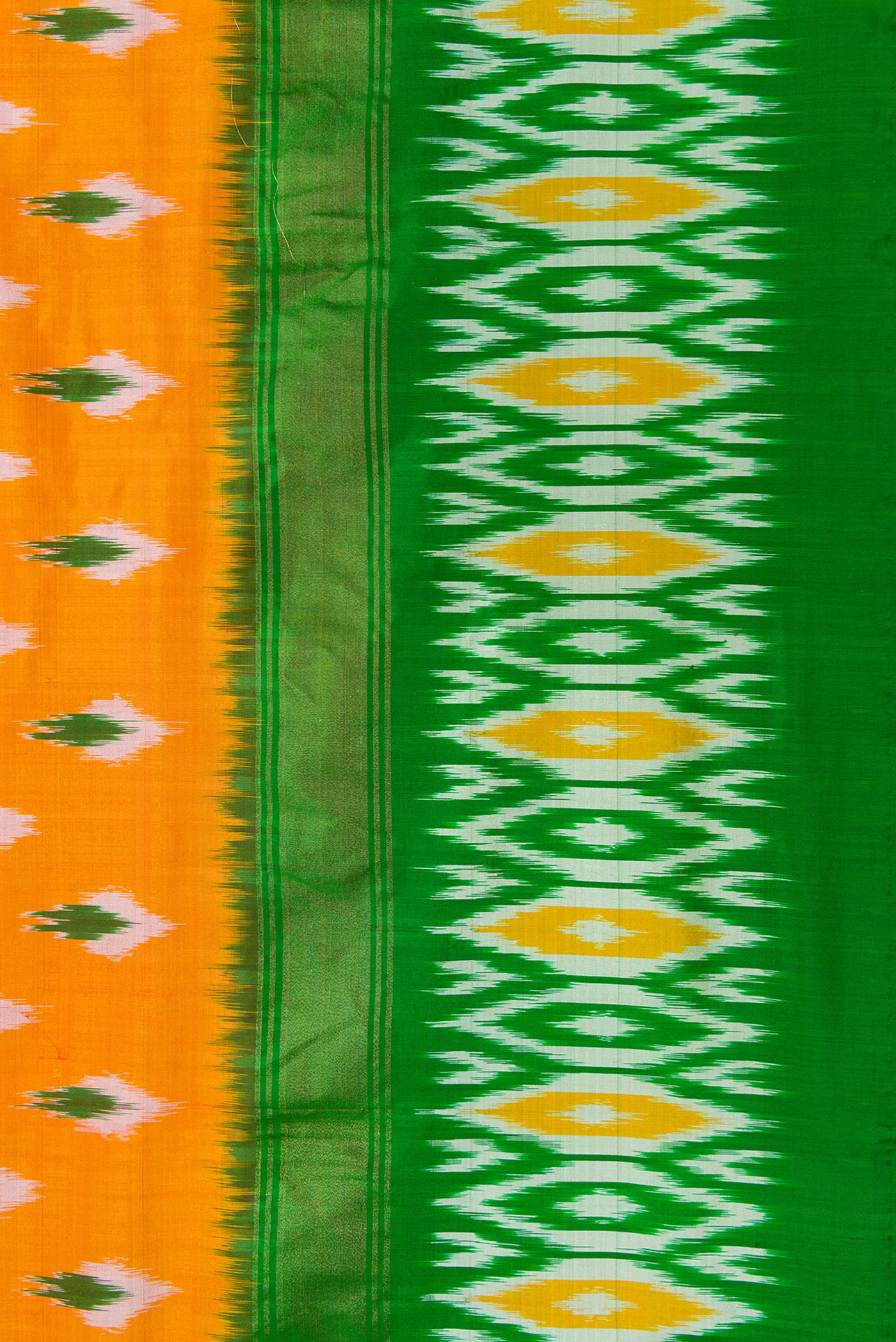Yellow Pochampally Silk Saree - Image 3