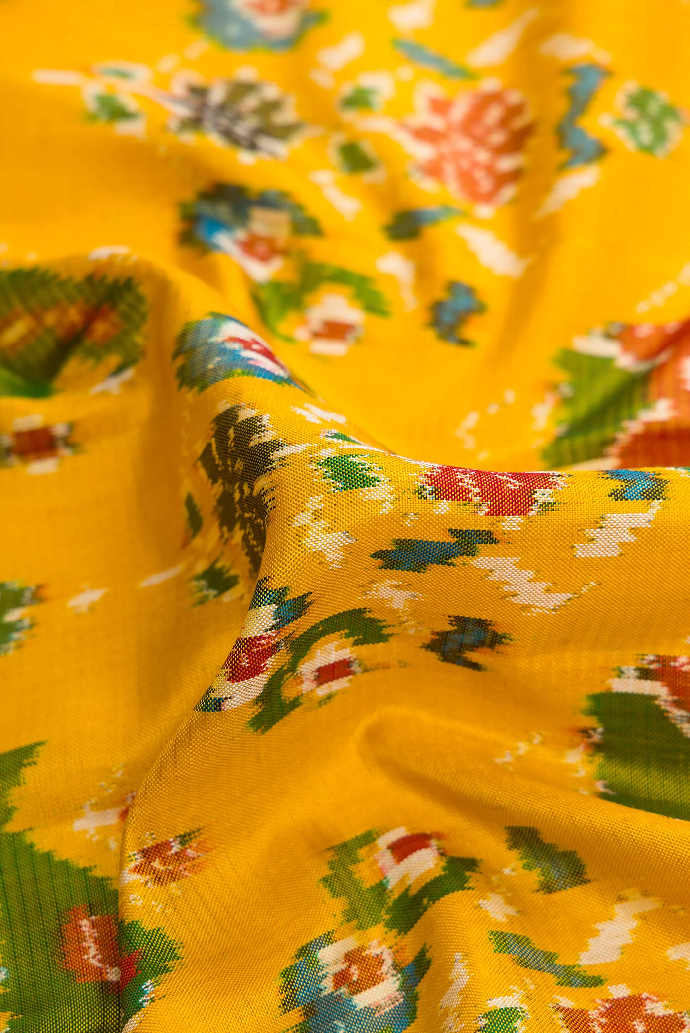 Mustard Double Ikat Saree - Image 2