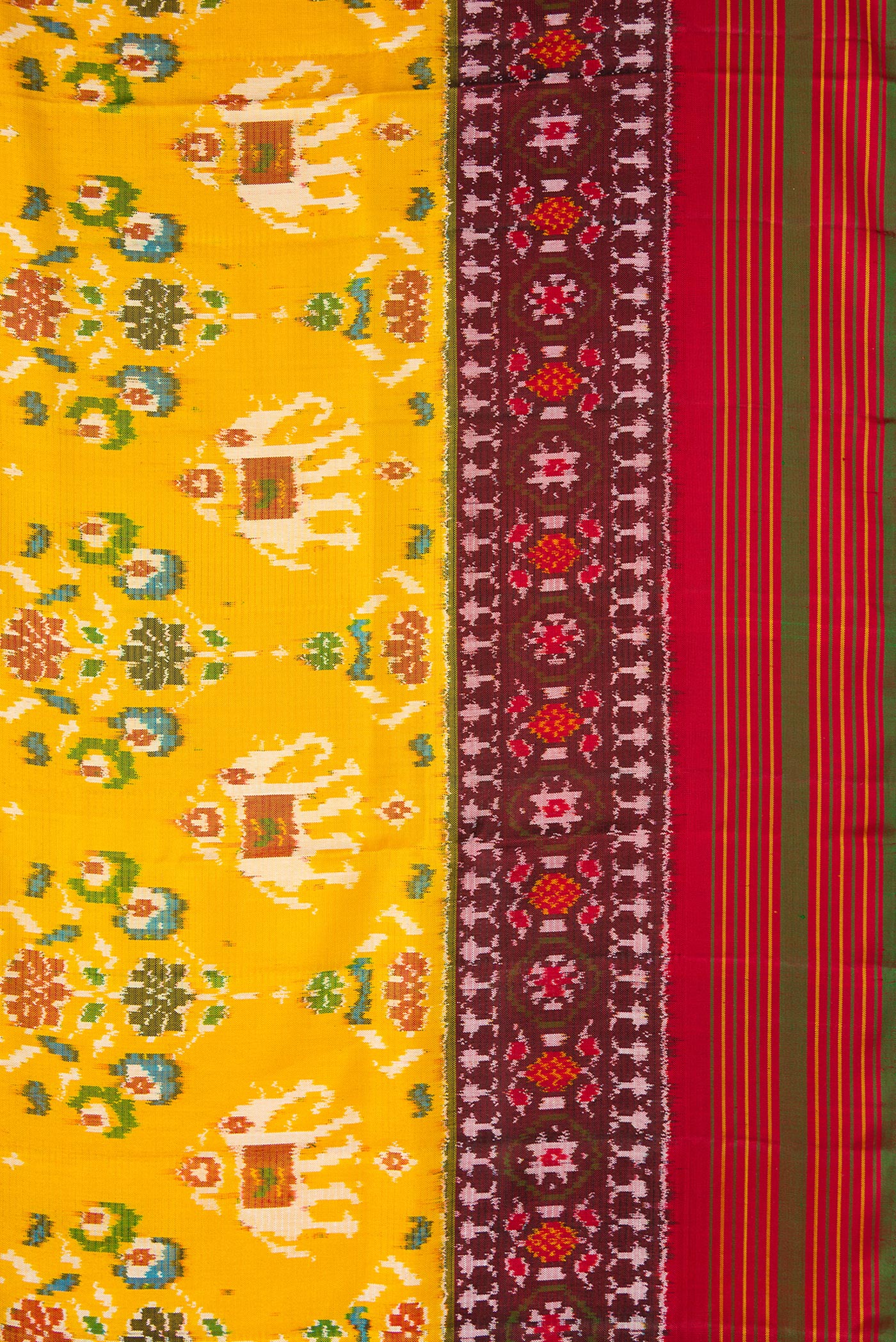 Mustard Double Ikat Saree - Image 3