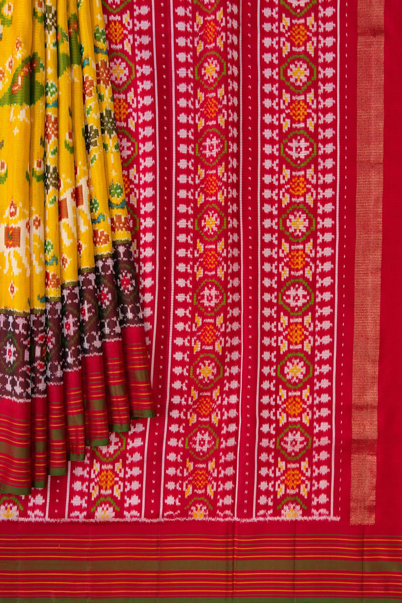 Mustard Double Ikat Saree - Image 4