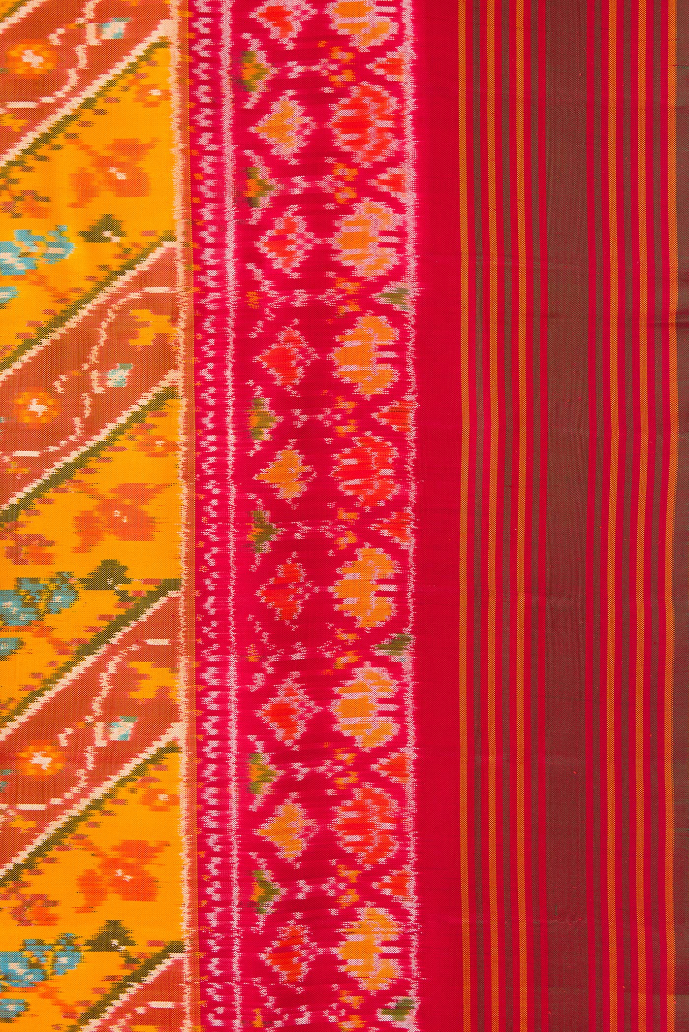 Yellow Double Ikat Saree - Image 3