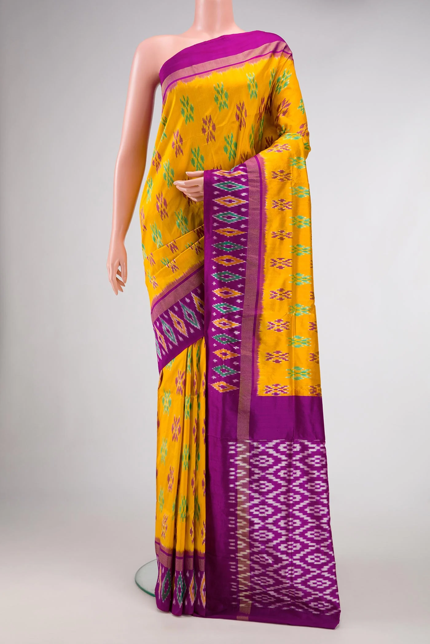 Yellow Pochampally Silk Saree