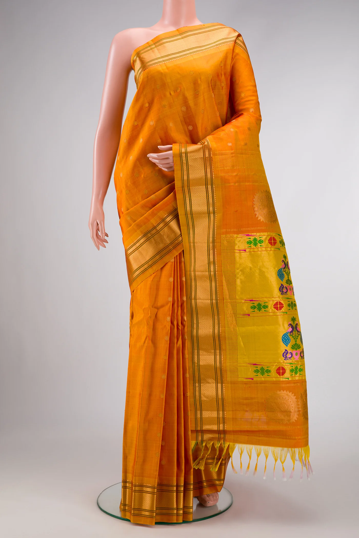 Mustard Gadwal Silk Saree