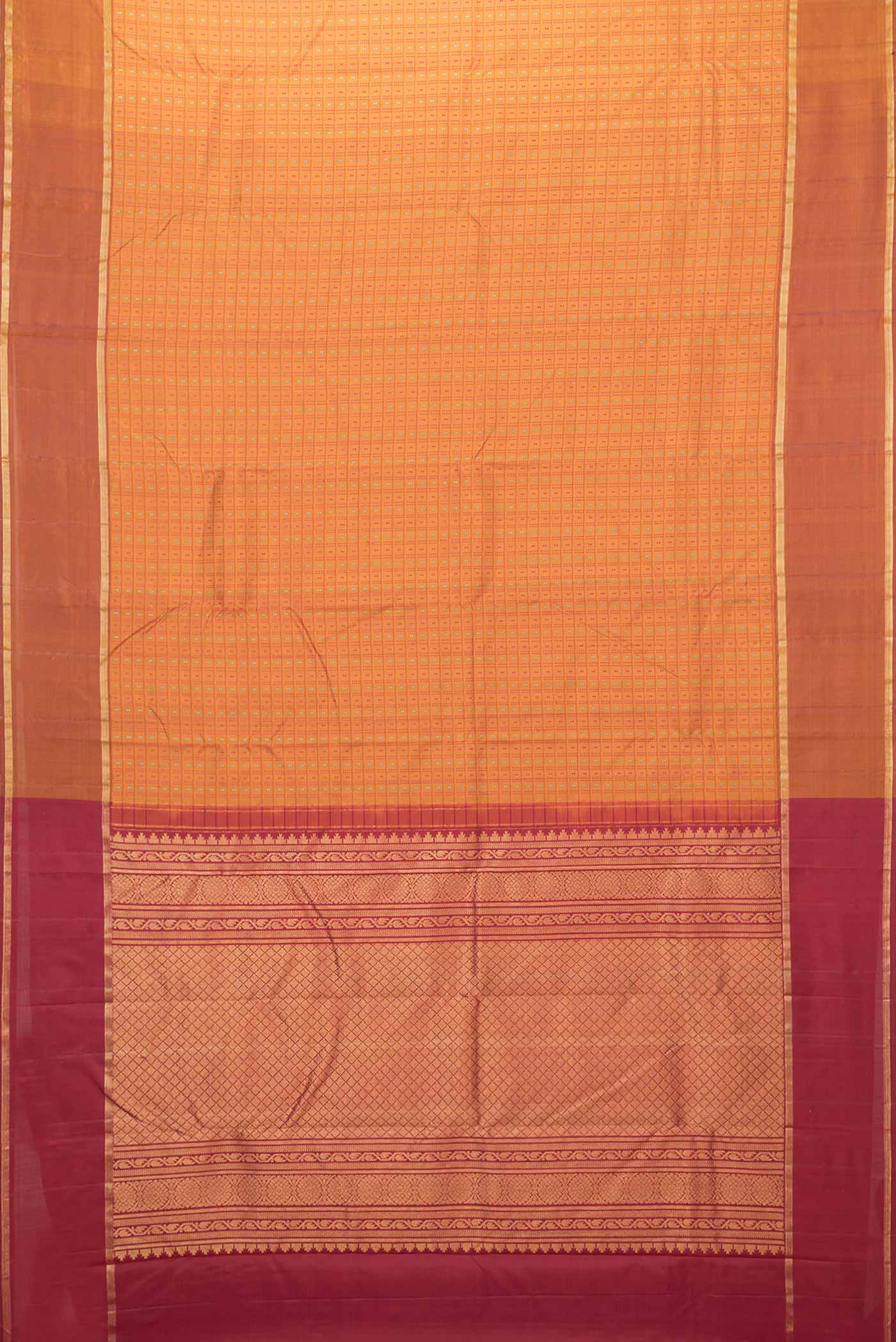 Mustard Dual Tone Kanchipuram Saree - Image 6