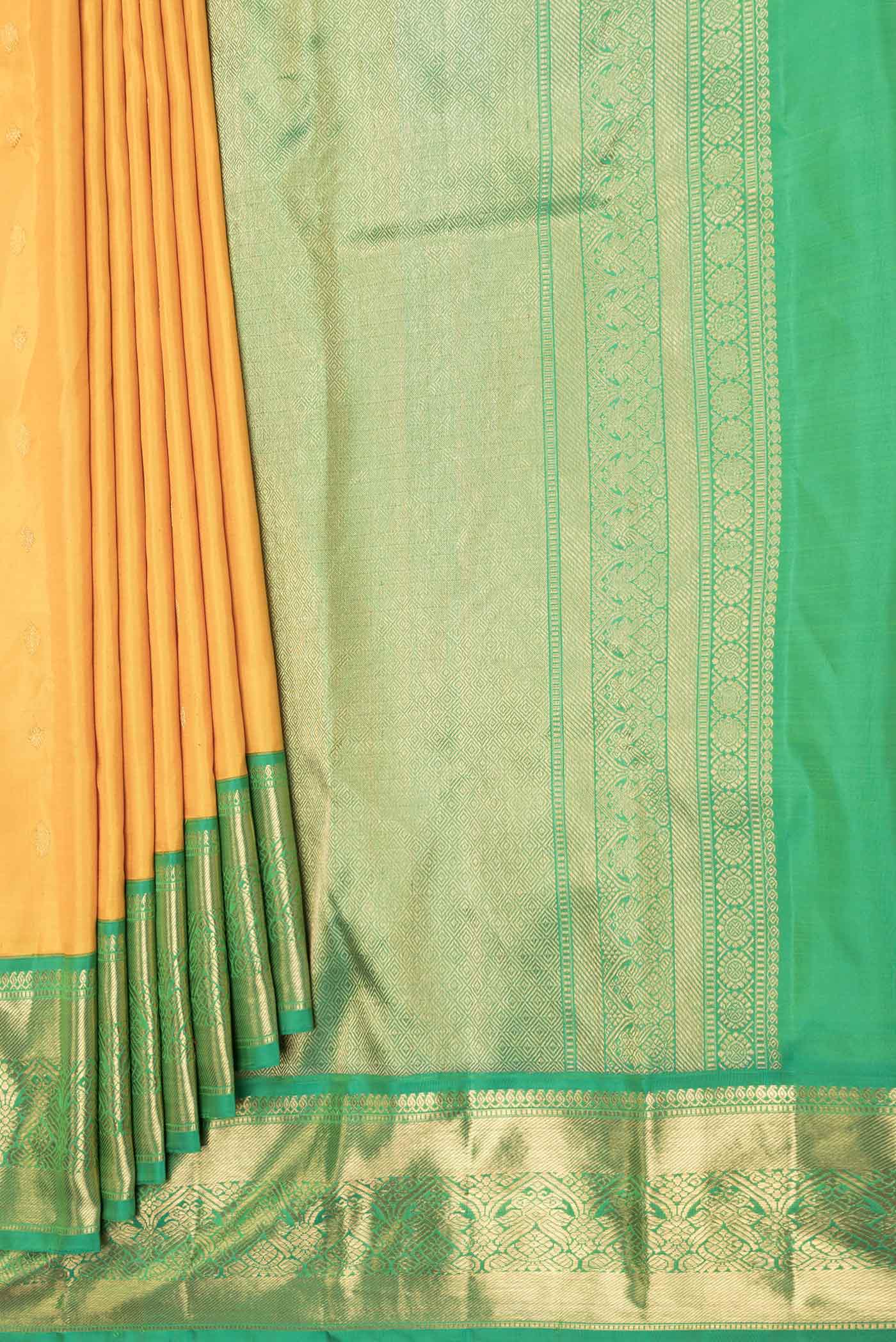 Mustard Dual Tone Kanjivaram Saree - Image 4