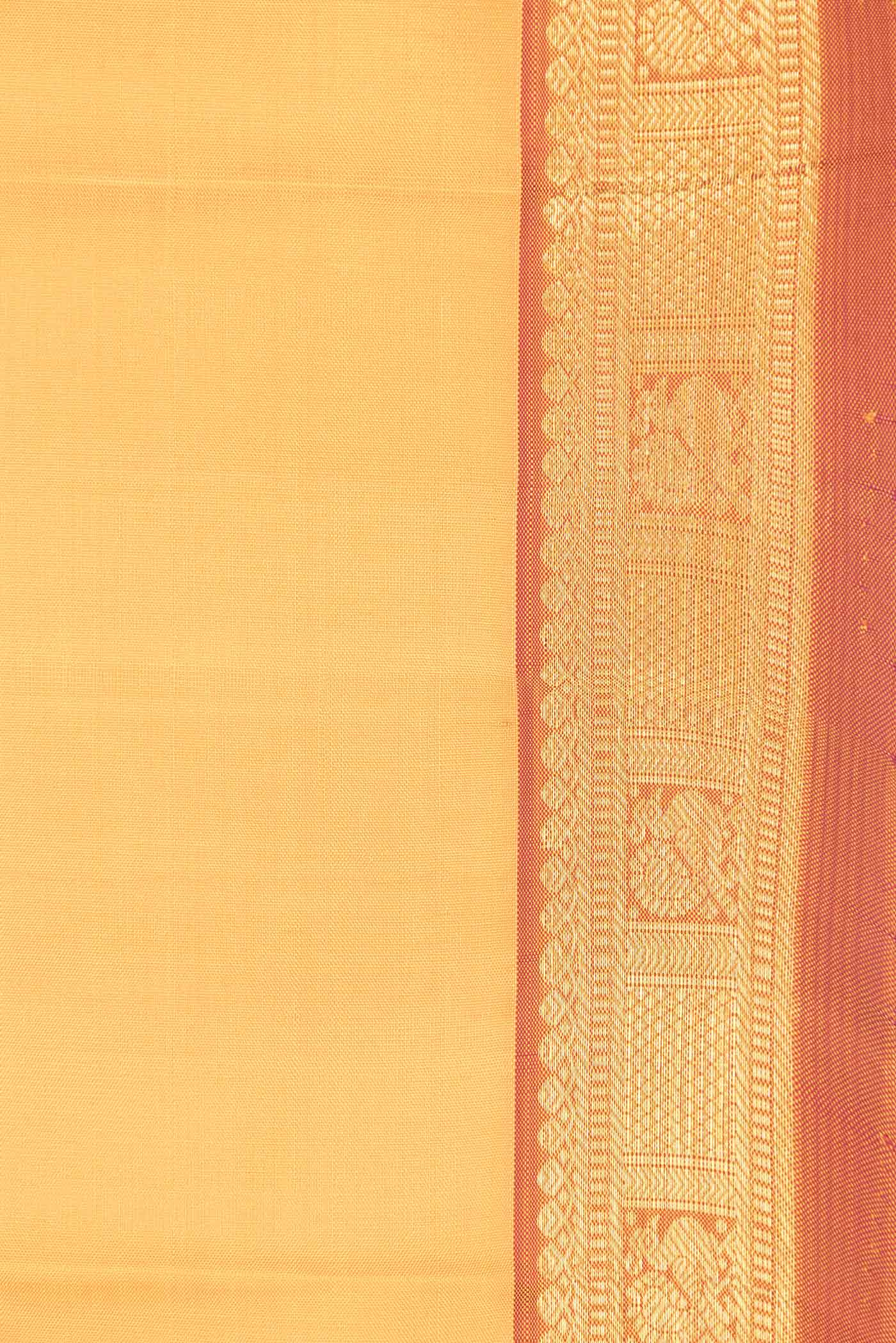 Mustard Dual Tone Kanchipuram Saree - Image 3