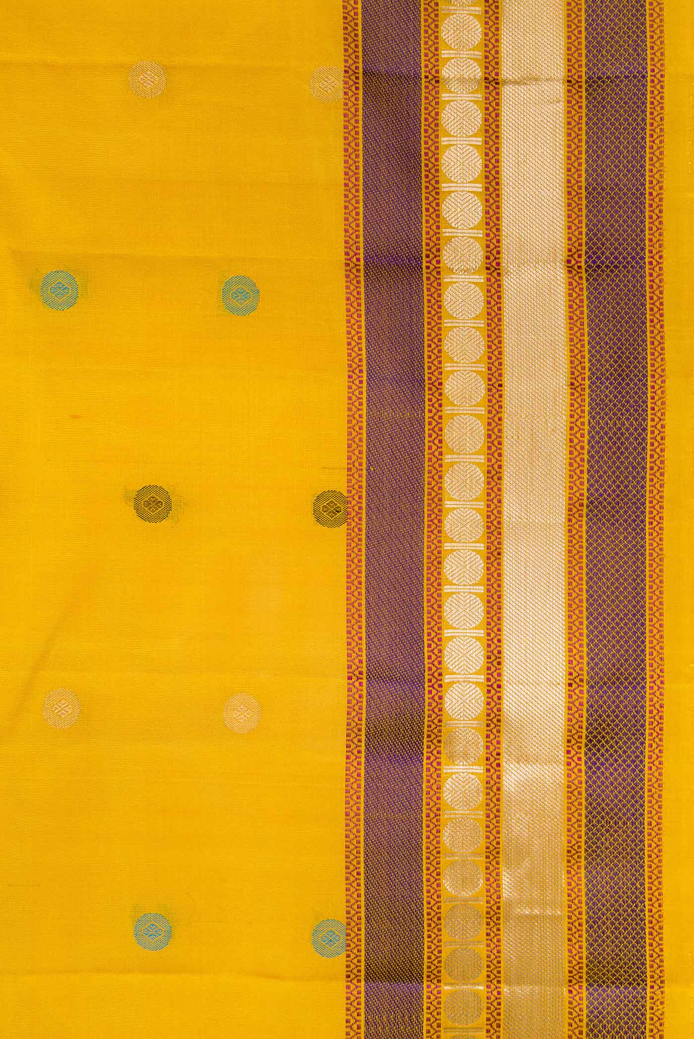 Mustard Kanchipuram Silk Saree - Image 3