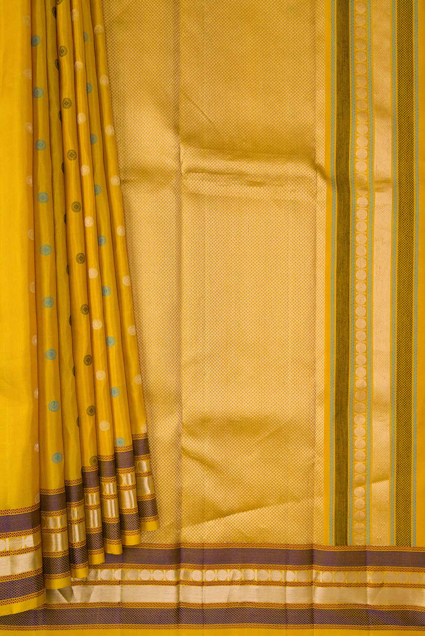 Mustard Kanchipuram Silk Saree - Image 4