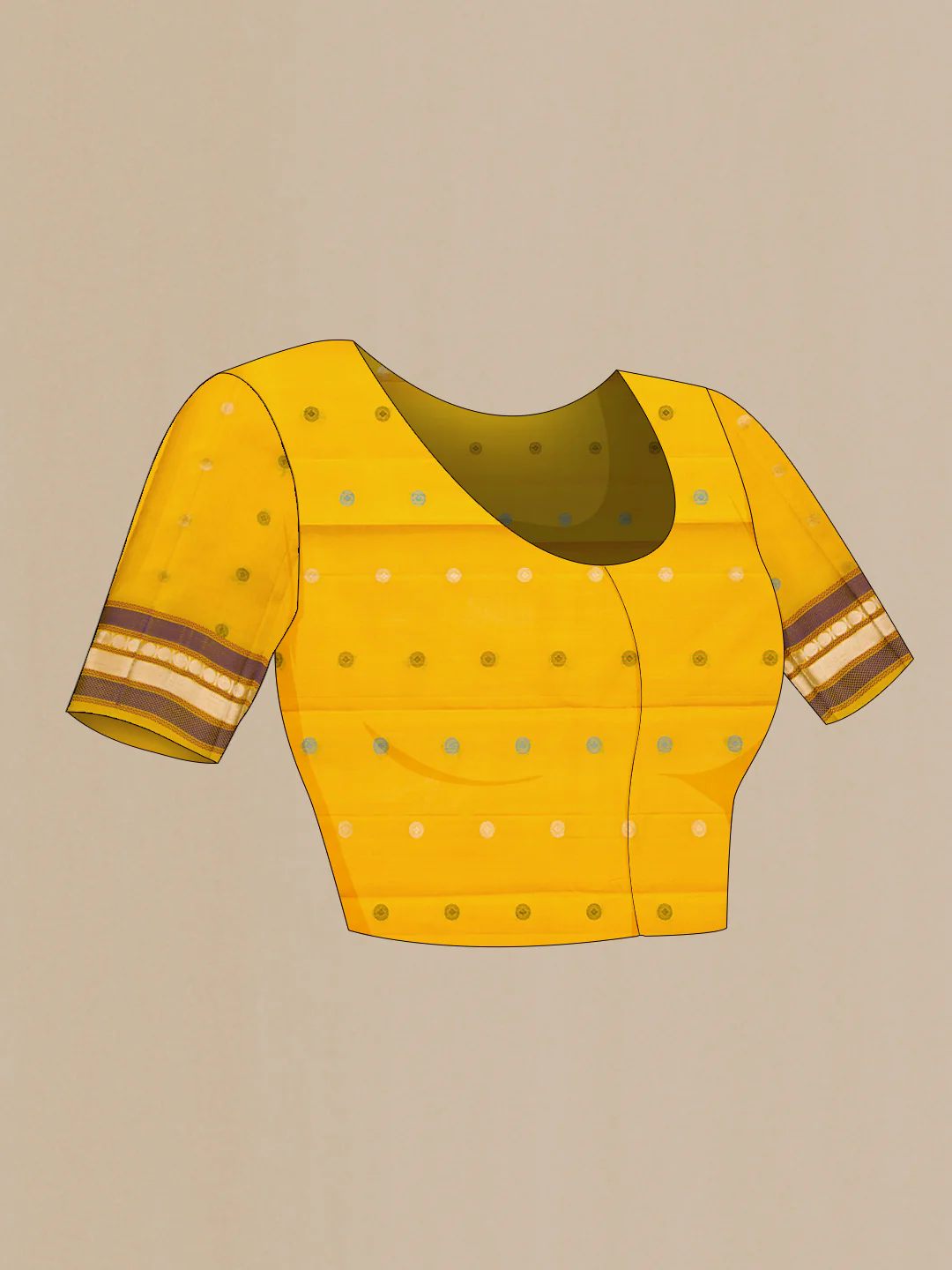 Mustard Kanchipuram Silk Saree - Image 5