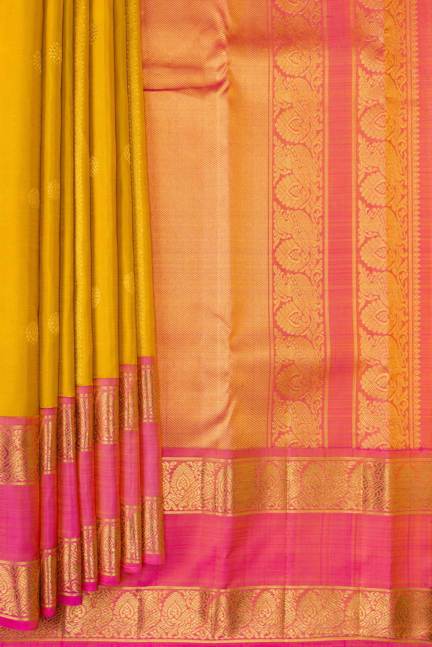 Mustard Kanchipuram Silk Saree - Image 4