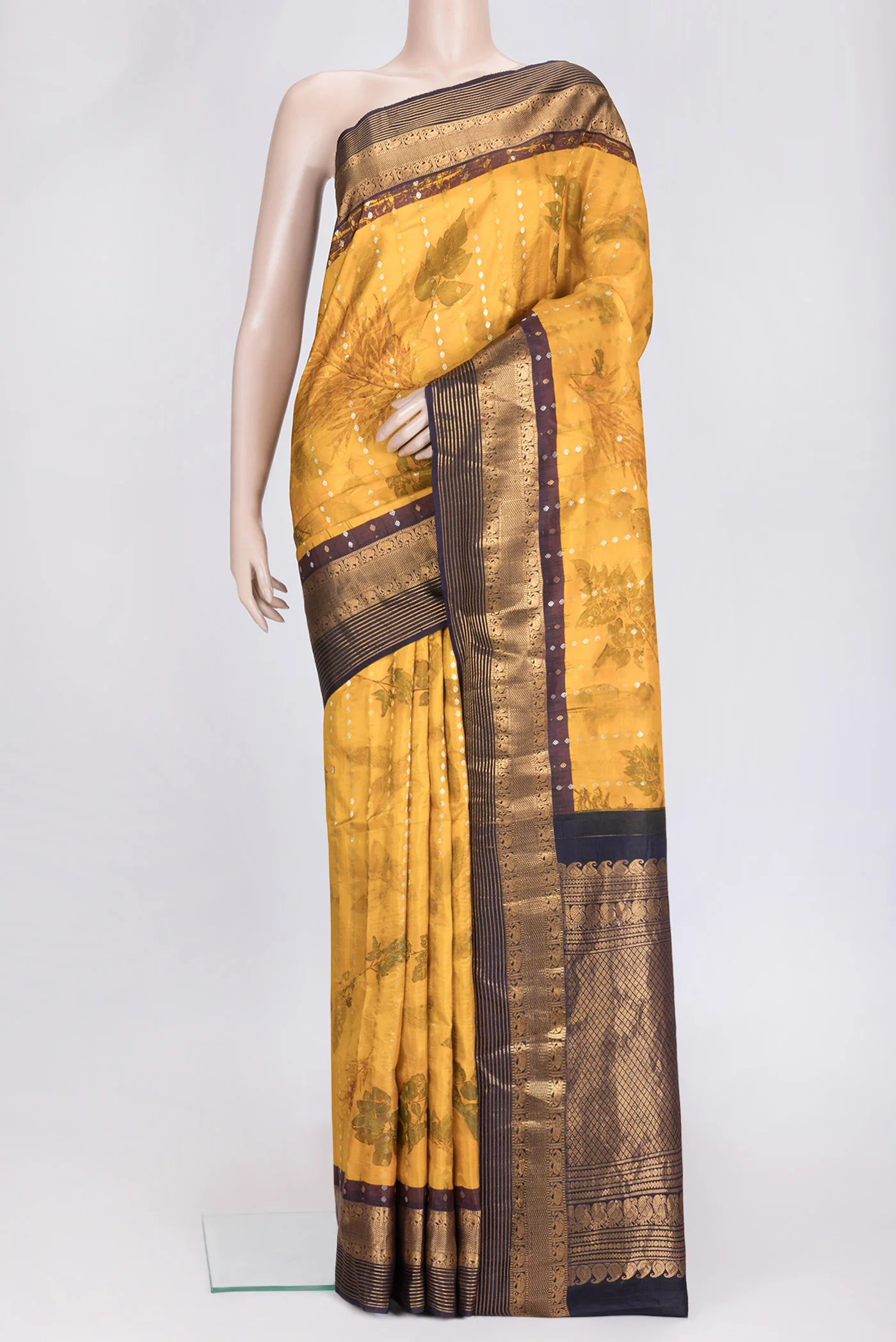 Mustard Kanchipuram Silk Saree
