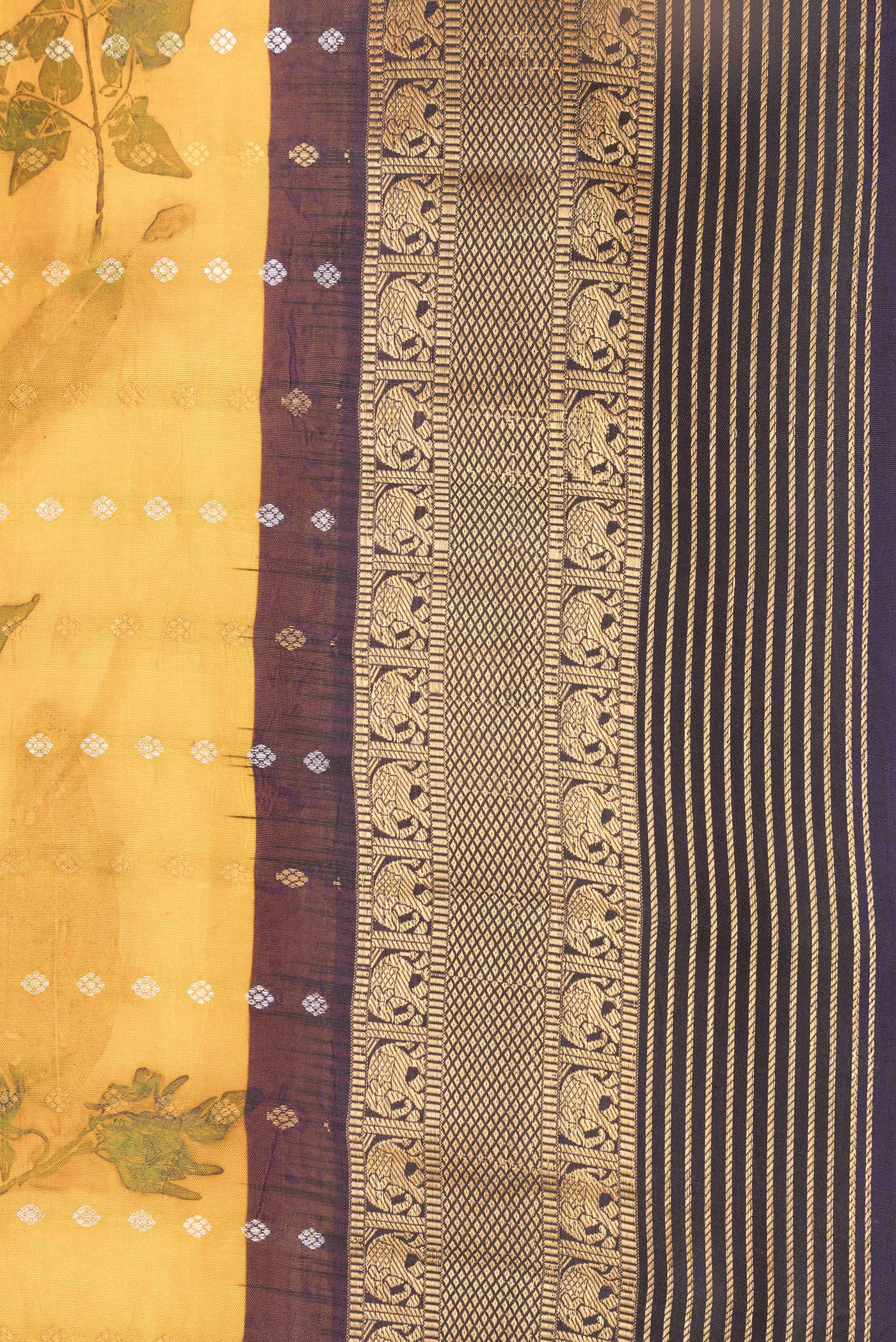 Mustard Kanchipuram Silk Saree - Image 3