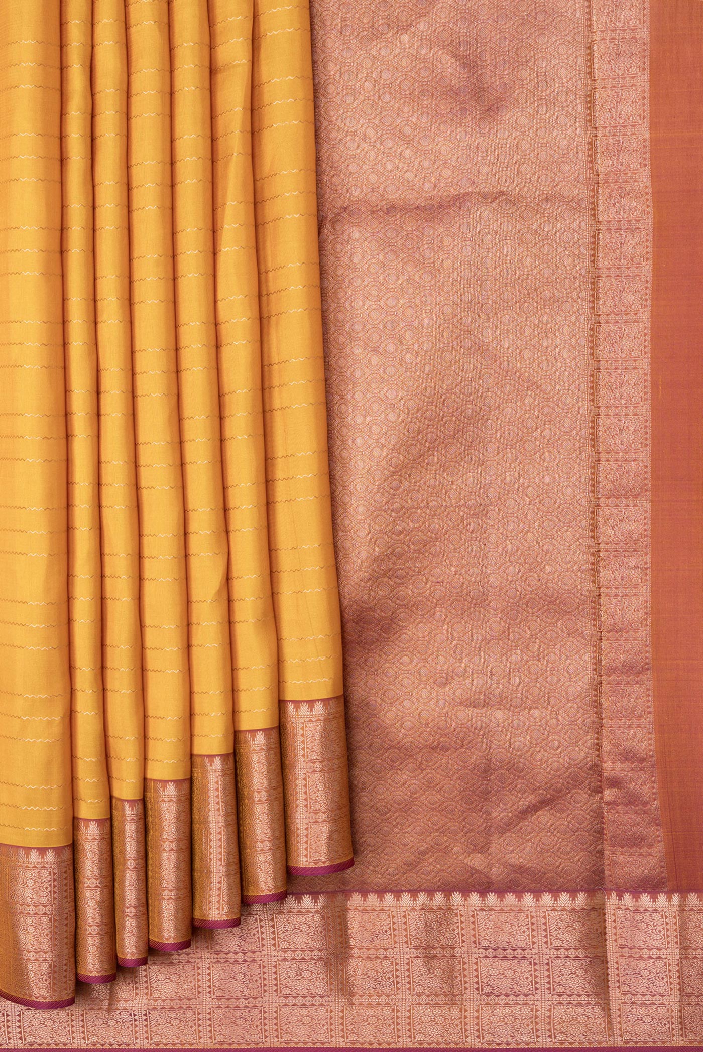 Mustard Kanchipuram Silk Saree - Image 4
