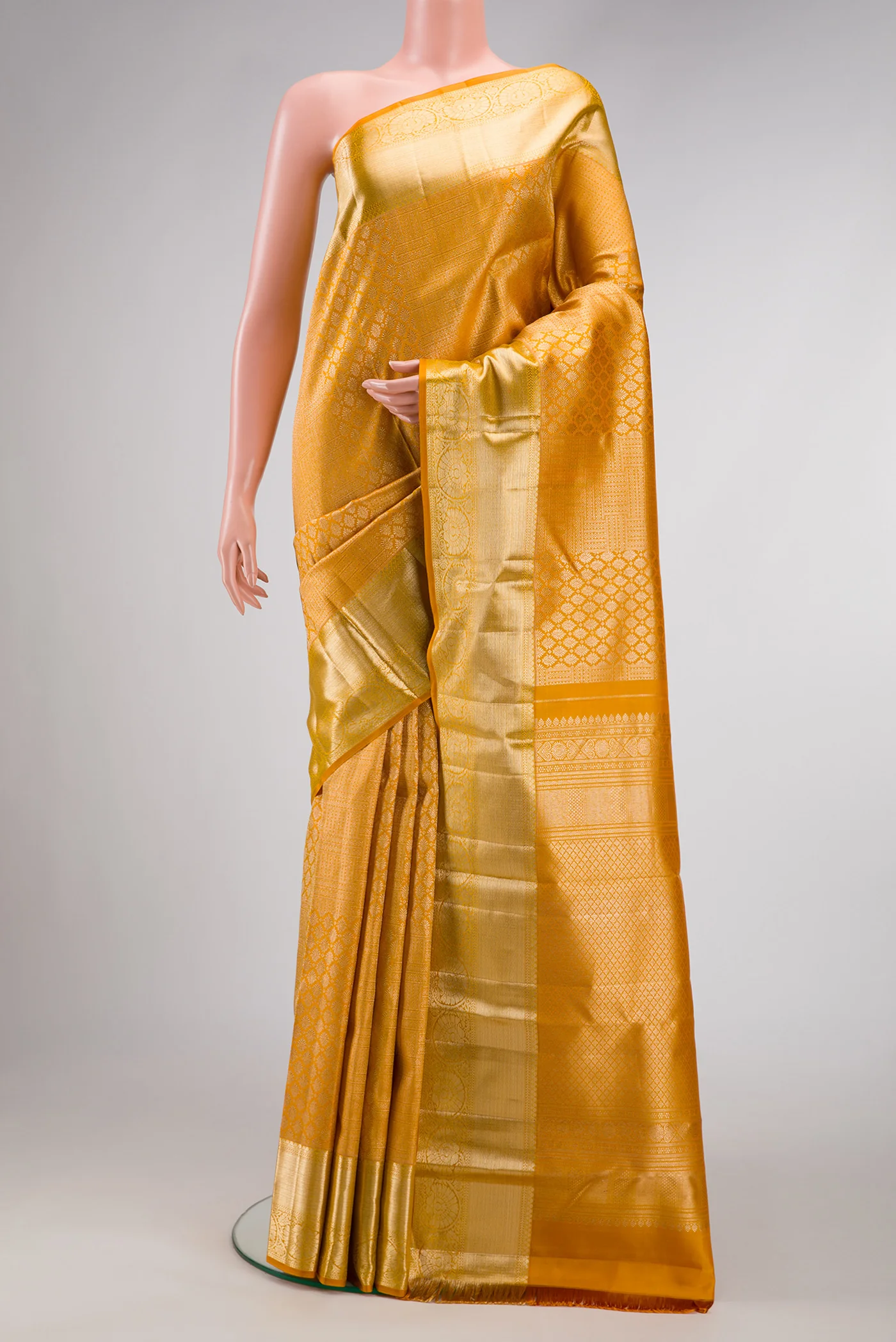 Mustard Kanchipuram Silk Saree