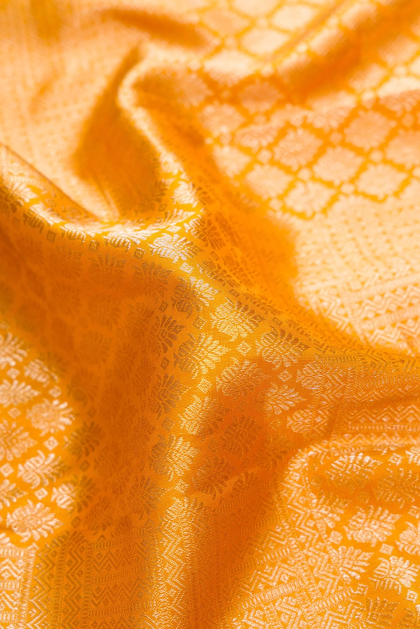 Mustard Kanchipuram Silk Saree - Image 2