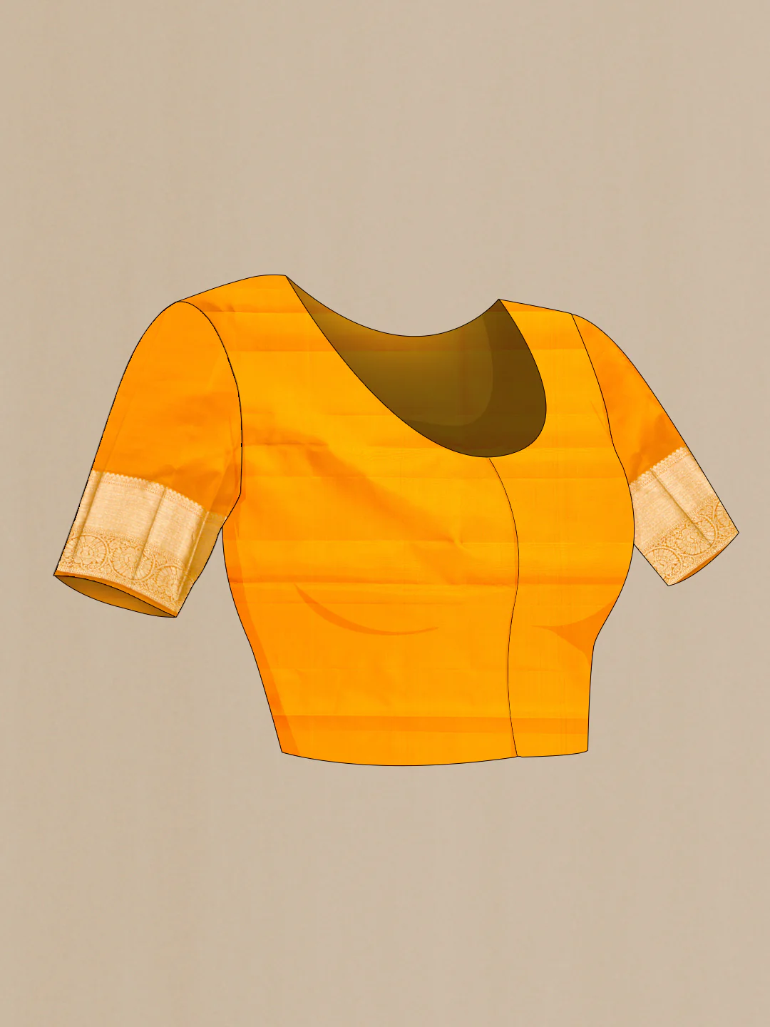 Mustard Kanchipuram Silk Saree - Image 5