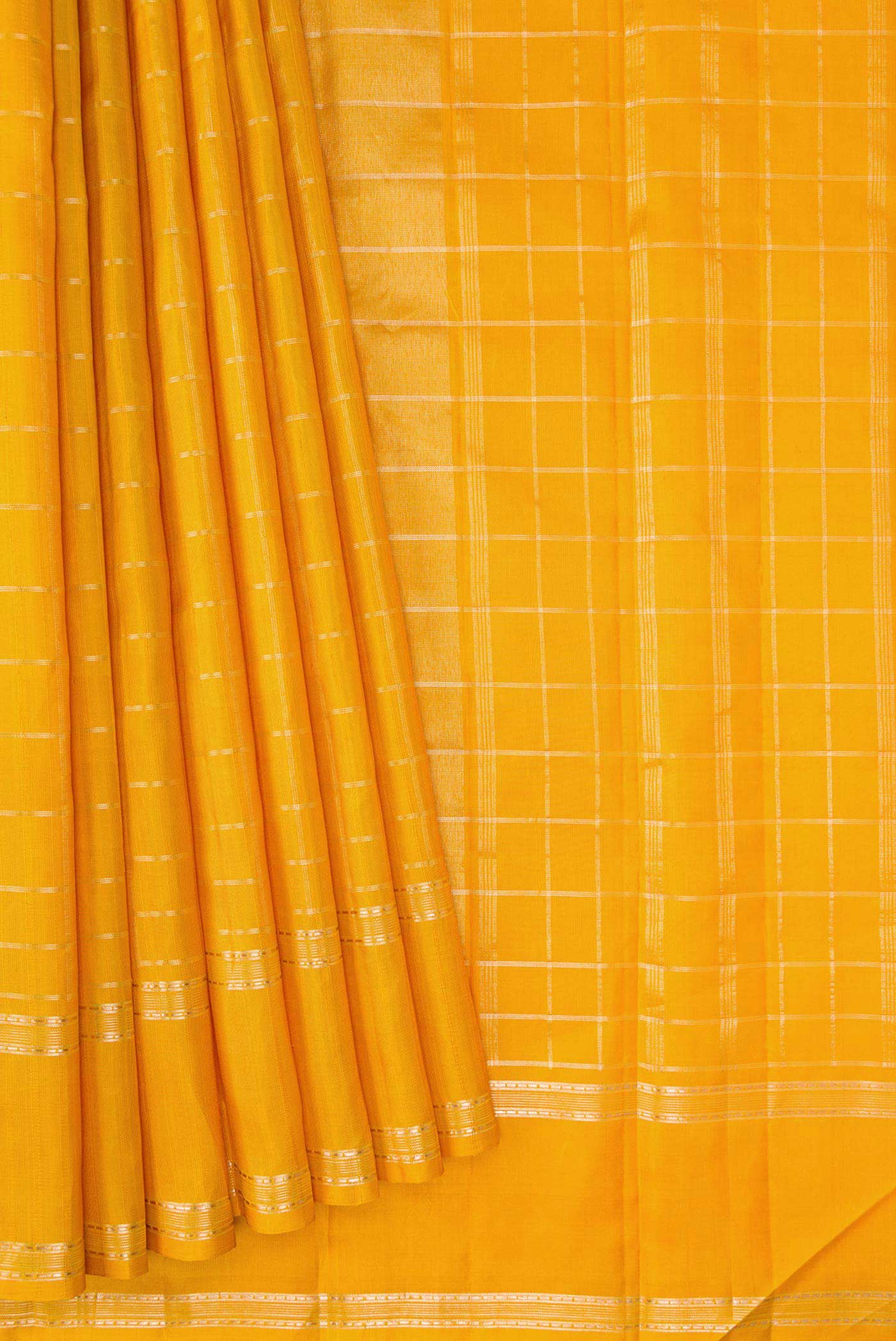 Mustard Dual Tone Kanchipuram Silk Saree - Image 4