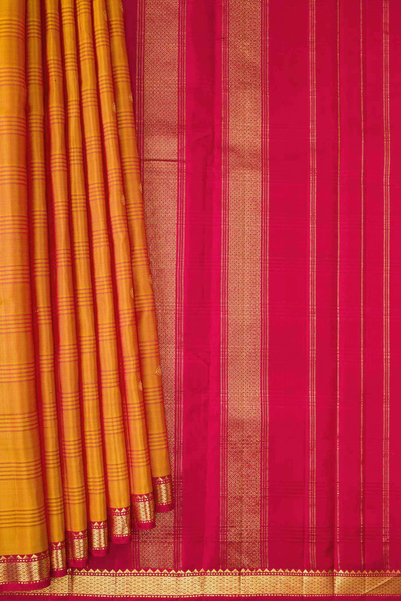 Mustard Dual Tone Kanchipuram Silk Saree - Image 4