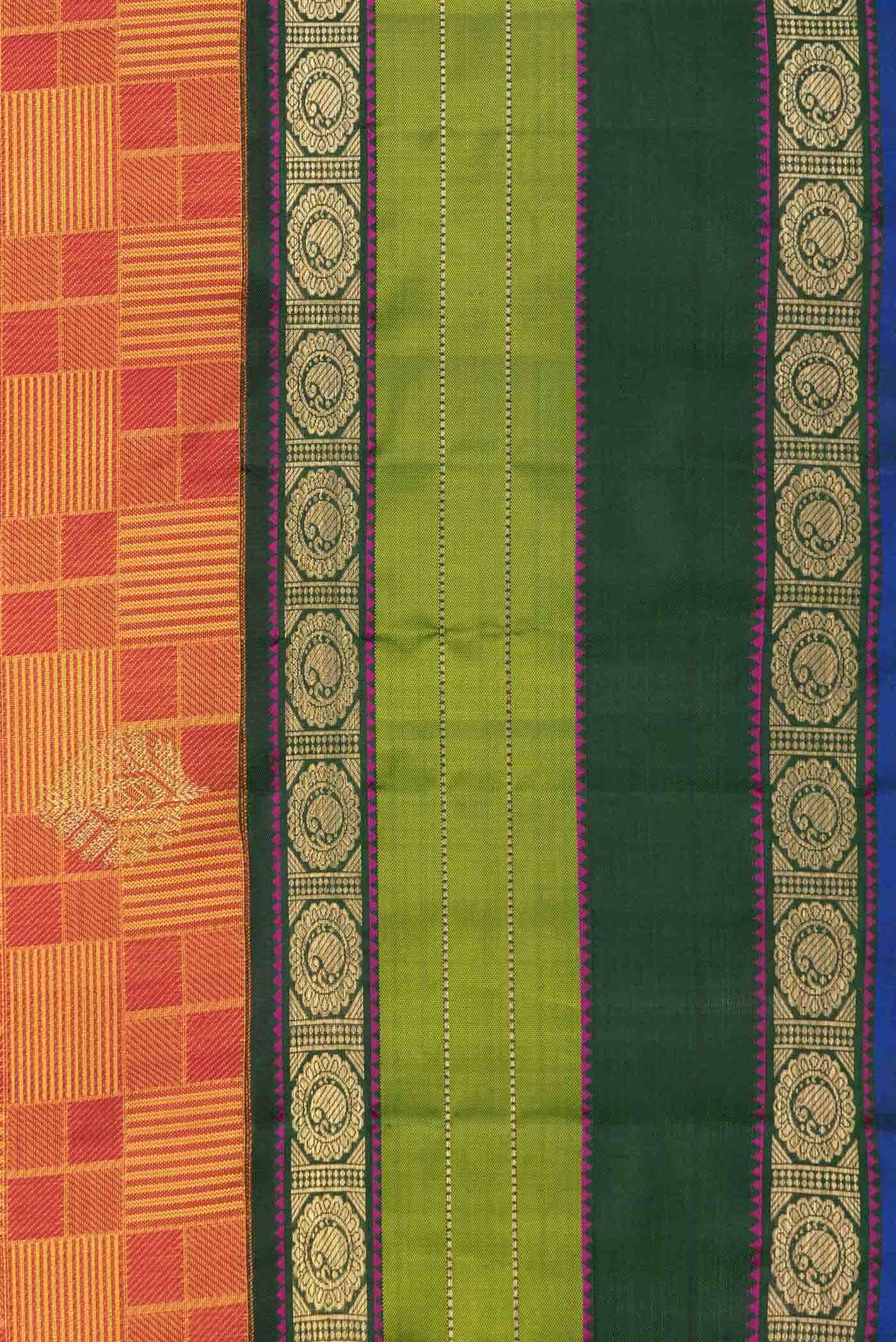 Pure Silk Pure Zari Mustard Dual Tone Kanchipuram Saree - Image 6