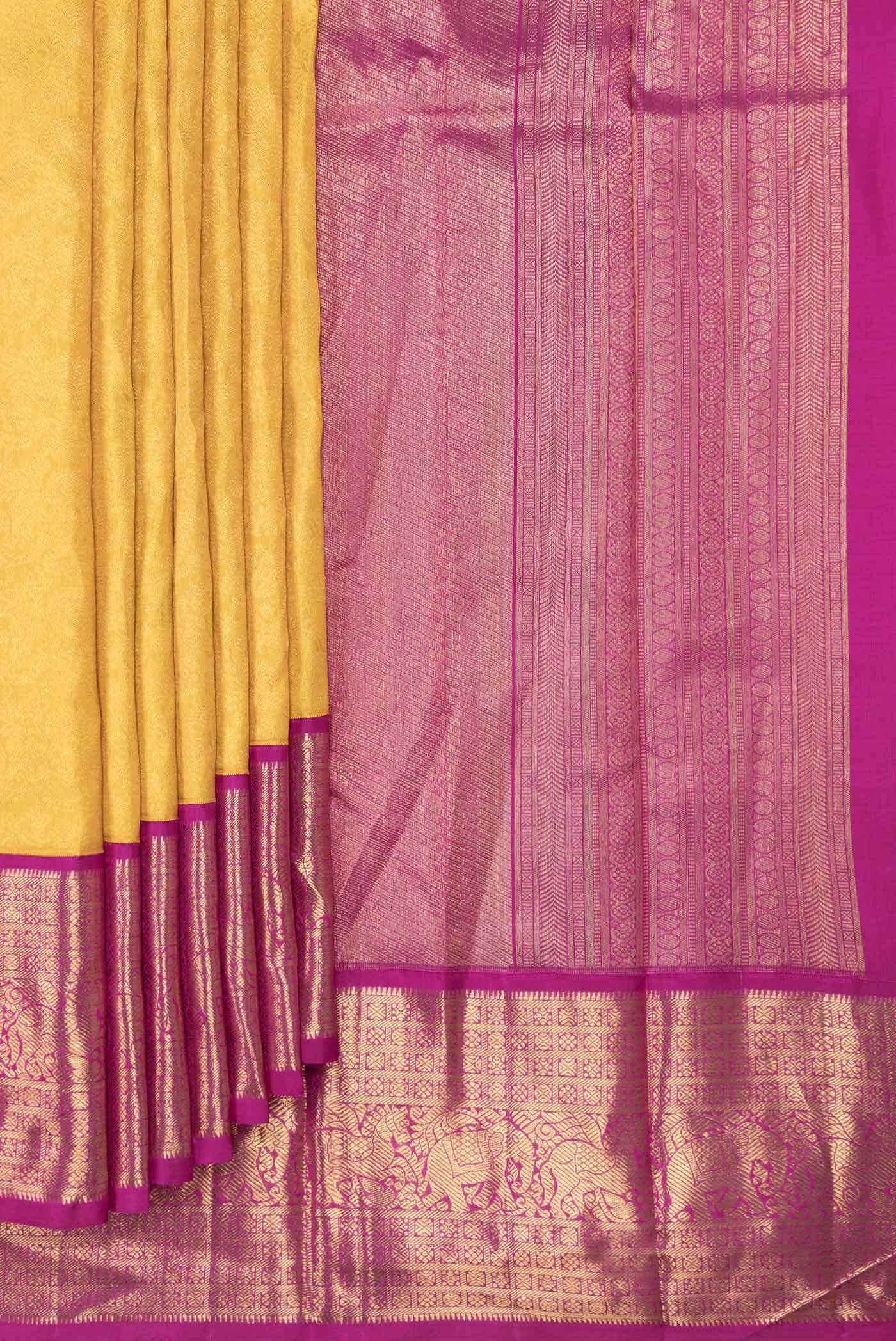 Mustard Dual Tone Kanchipuram Silk Saree - Image 2